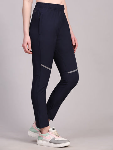 Dpassion Women Navy Performance Track Pants with Reflective Detail - Dpassion