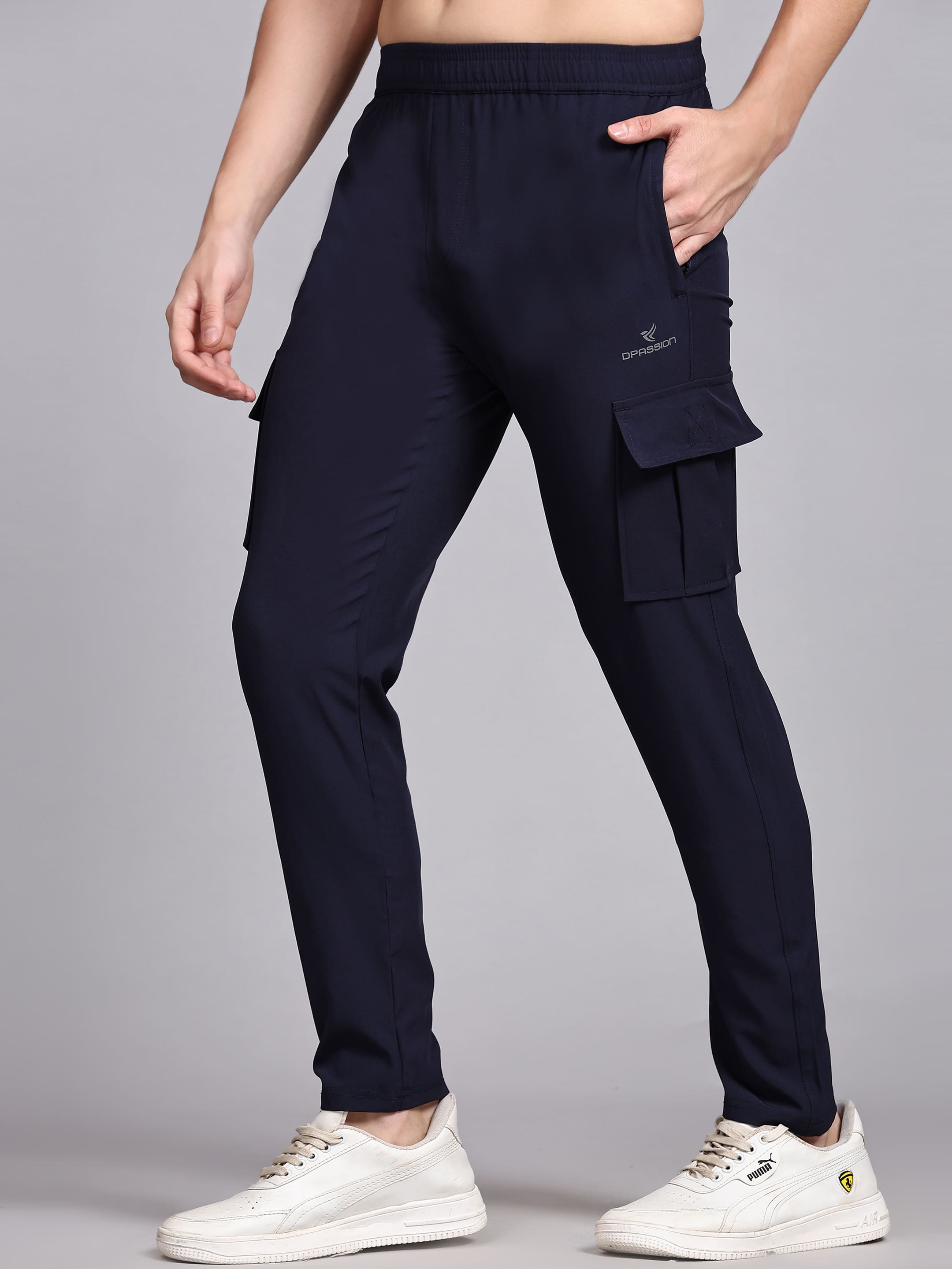 Dpassion Men’s Deep Navy Cargo Track Pants Performance Activewear