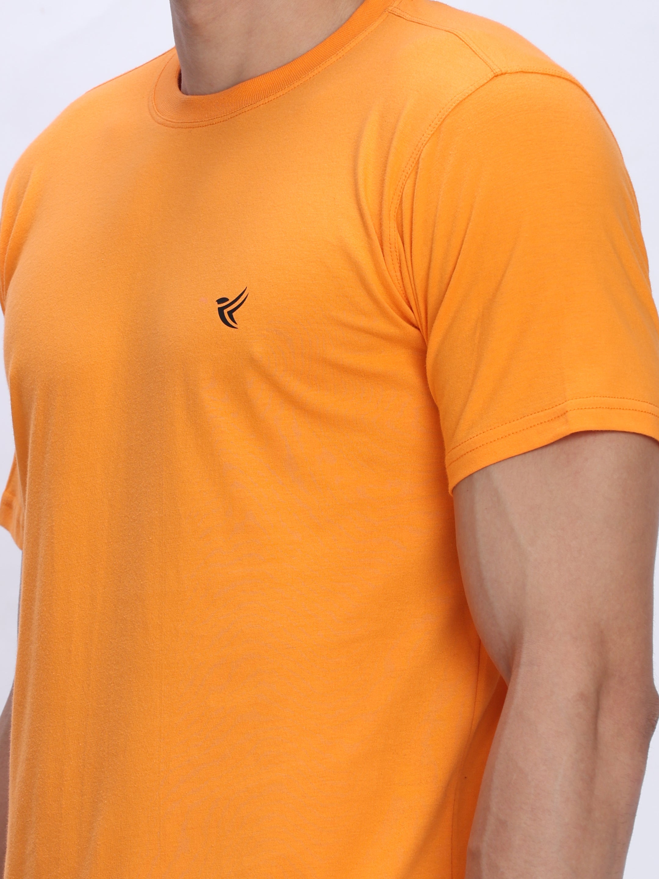 Dpassion Men Orange Cotton Active T Shirt Performance Gym Wear - Dpassion