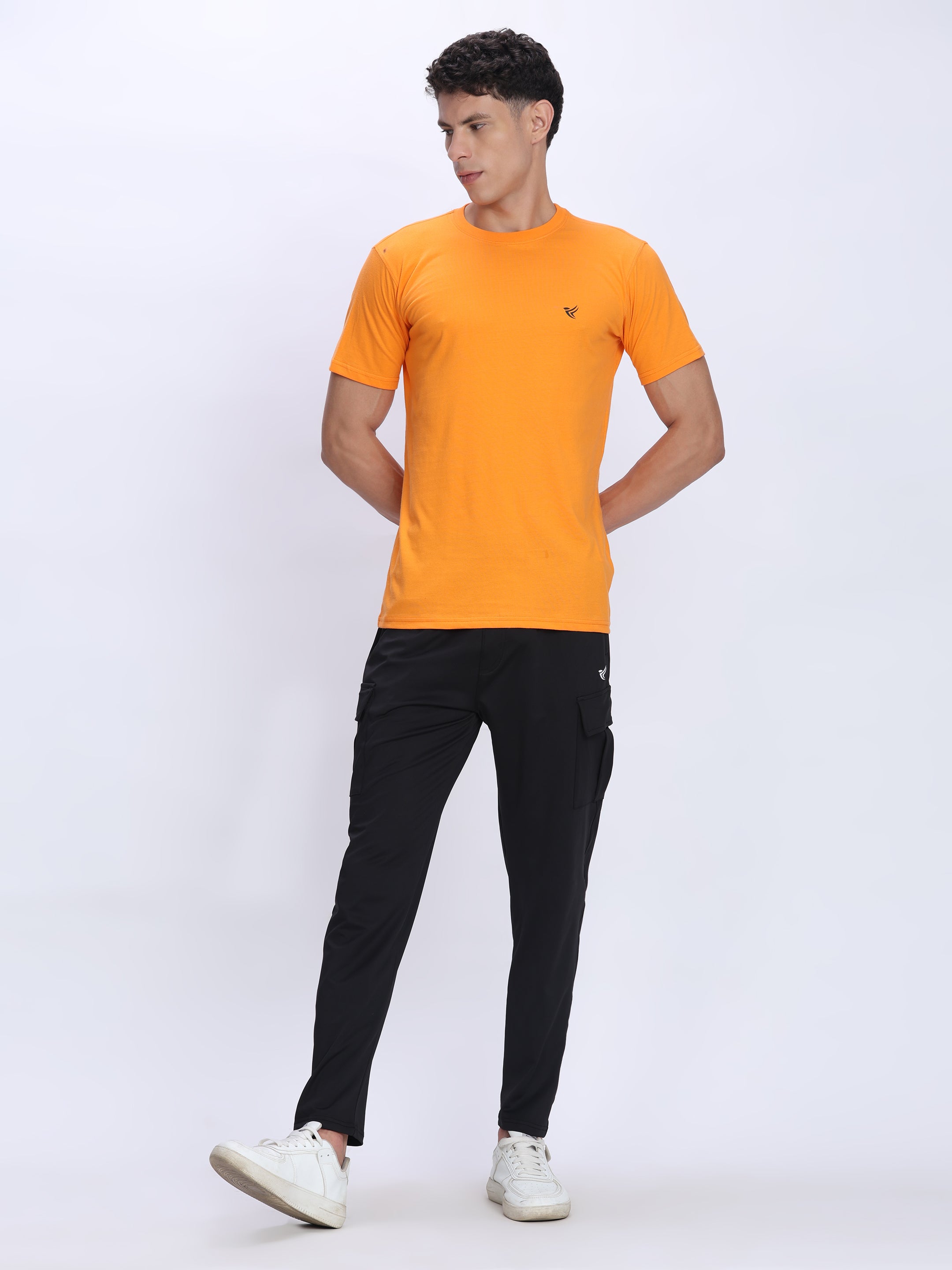 Dpassion Men Orange Cotton Active T Shirt Performance Gym Wear - Dpassion