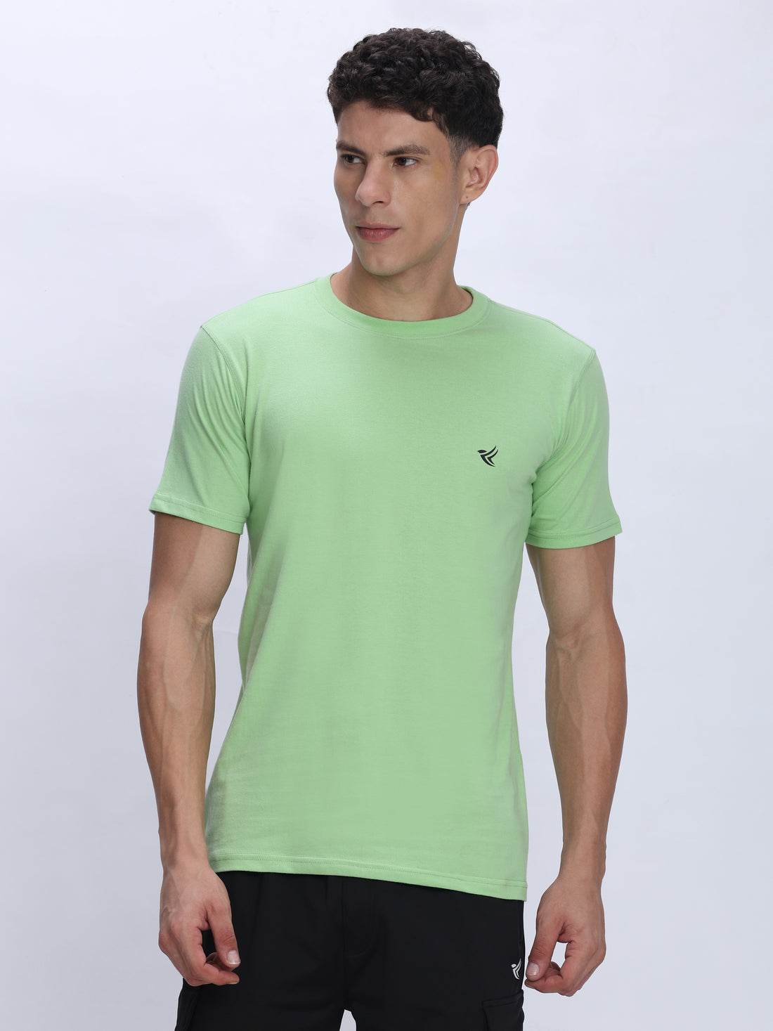 Dpassion Men Mint Green Cotton Active T Shirt Performance Gym Wear