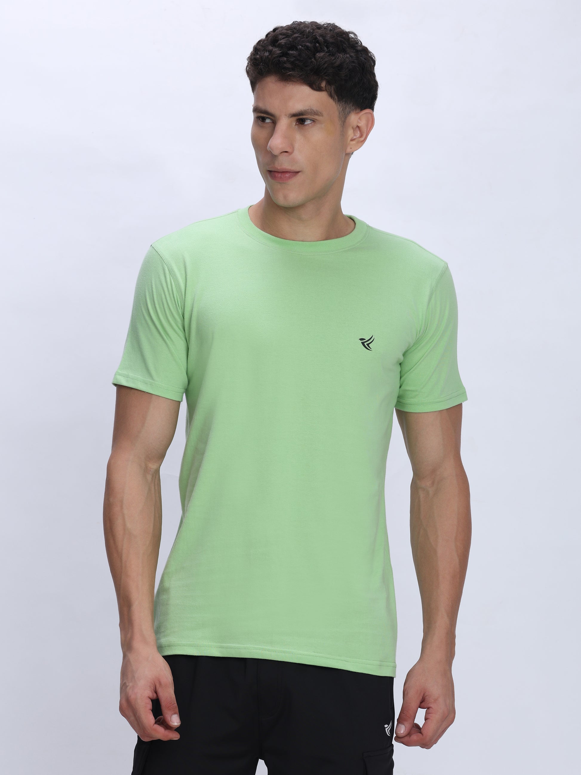Dpassion Men Mint Green Cotton Active T Shirt Performance Gym Wear - Dpassion