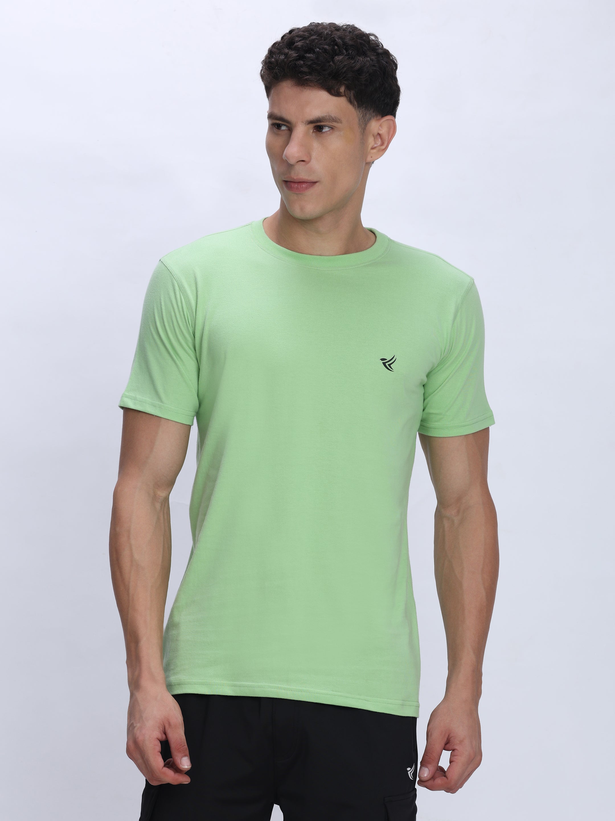 Dpassion Men Mint Green Cotton Active T Shirt Performance Gym Wear - Dpassion