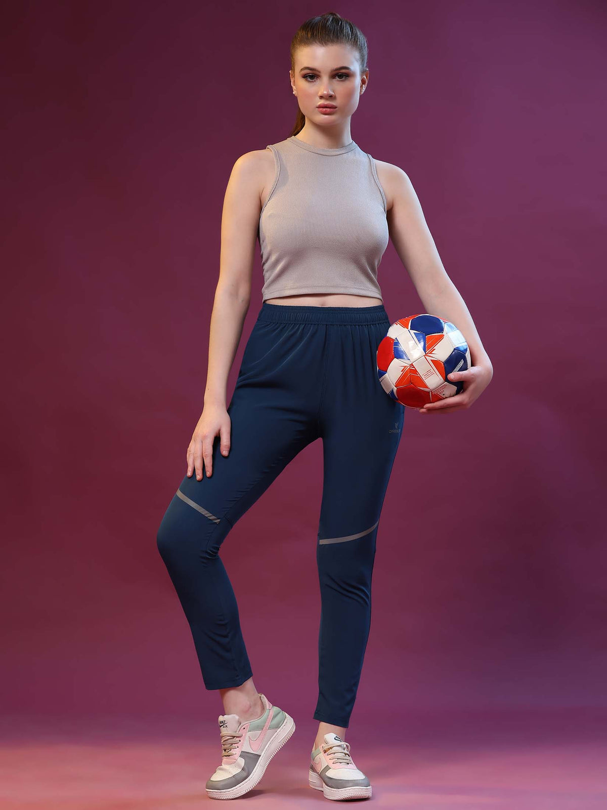 Regular fit sports track pants for women