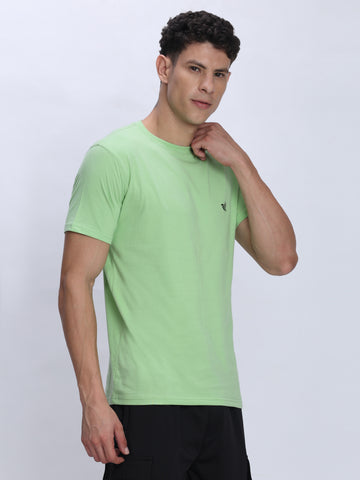 Dpassion Men Mint Green Cotton Active T Shirt Performance Gym Wear - Dpassion