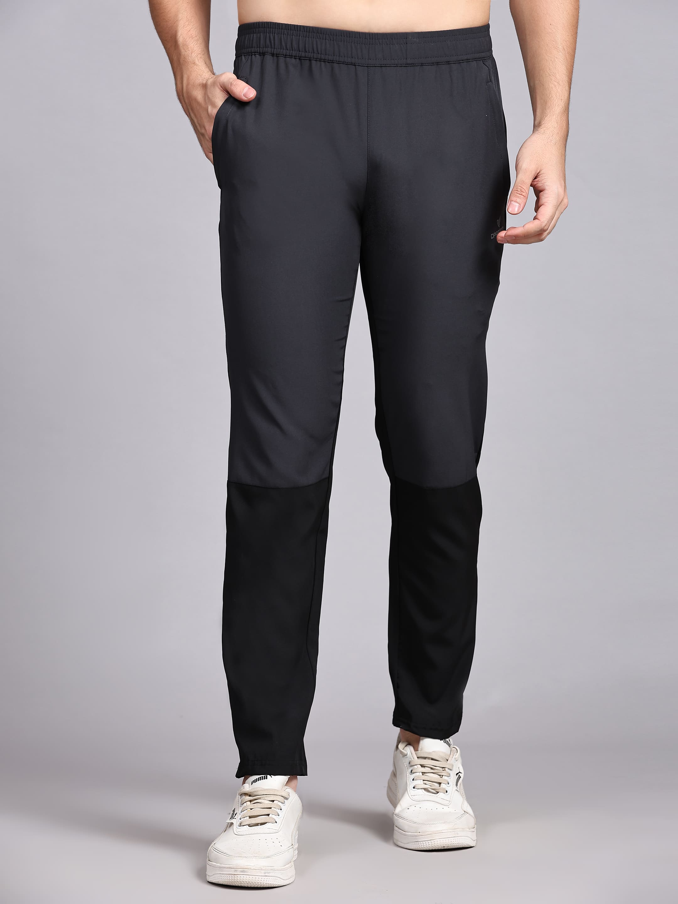 Dpassion Men Black Slim Fit Gym Track Pants Breathable Activewear - Dpassion