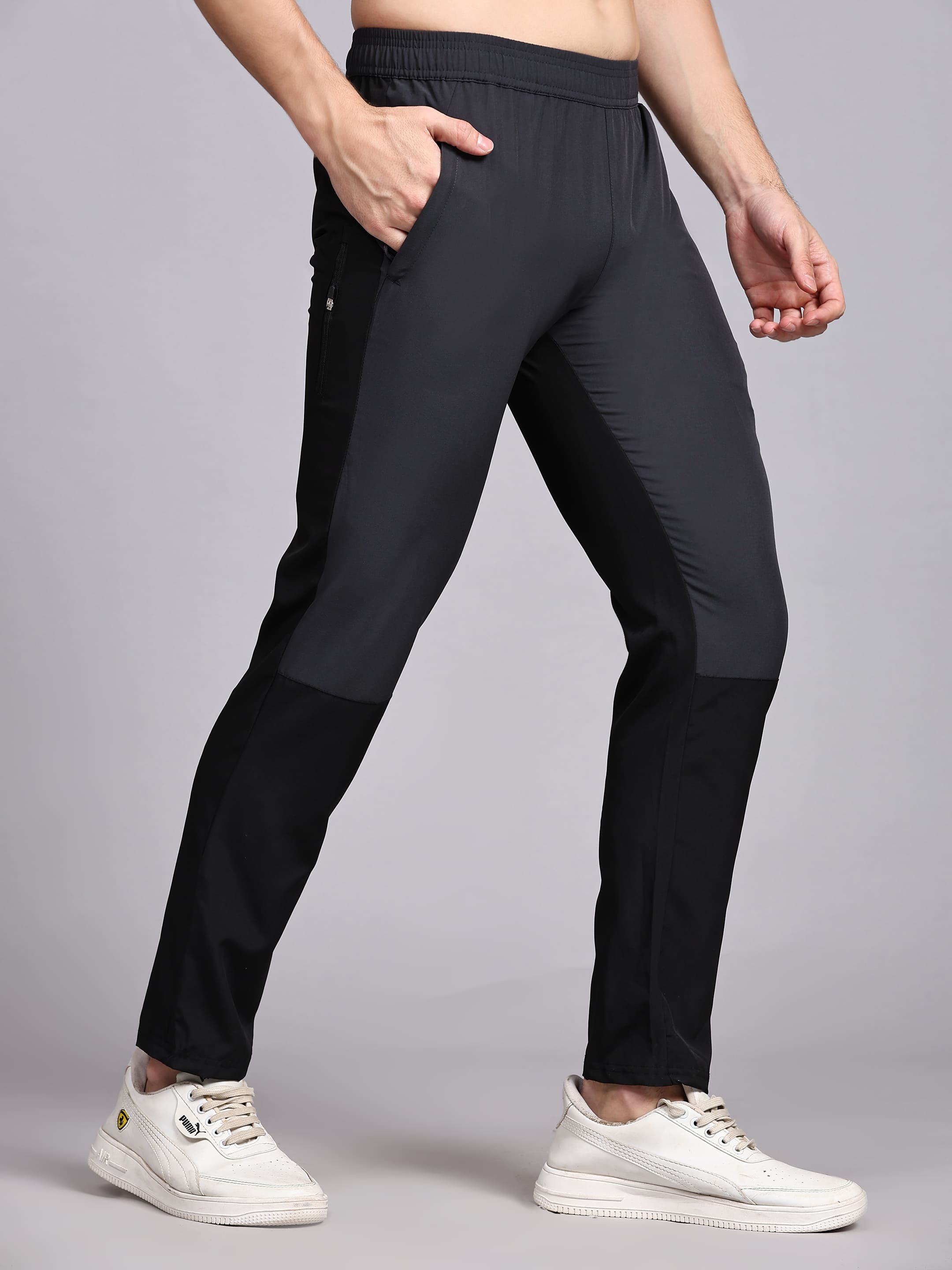 Dpassion Men Black Slim Fit Gym Track Pants Breathable Activewear - Dpassion