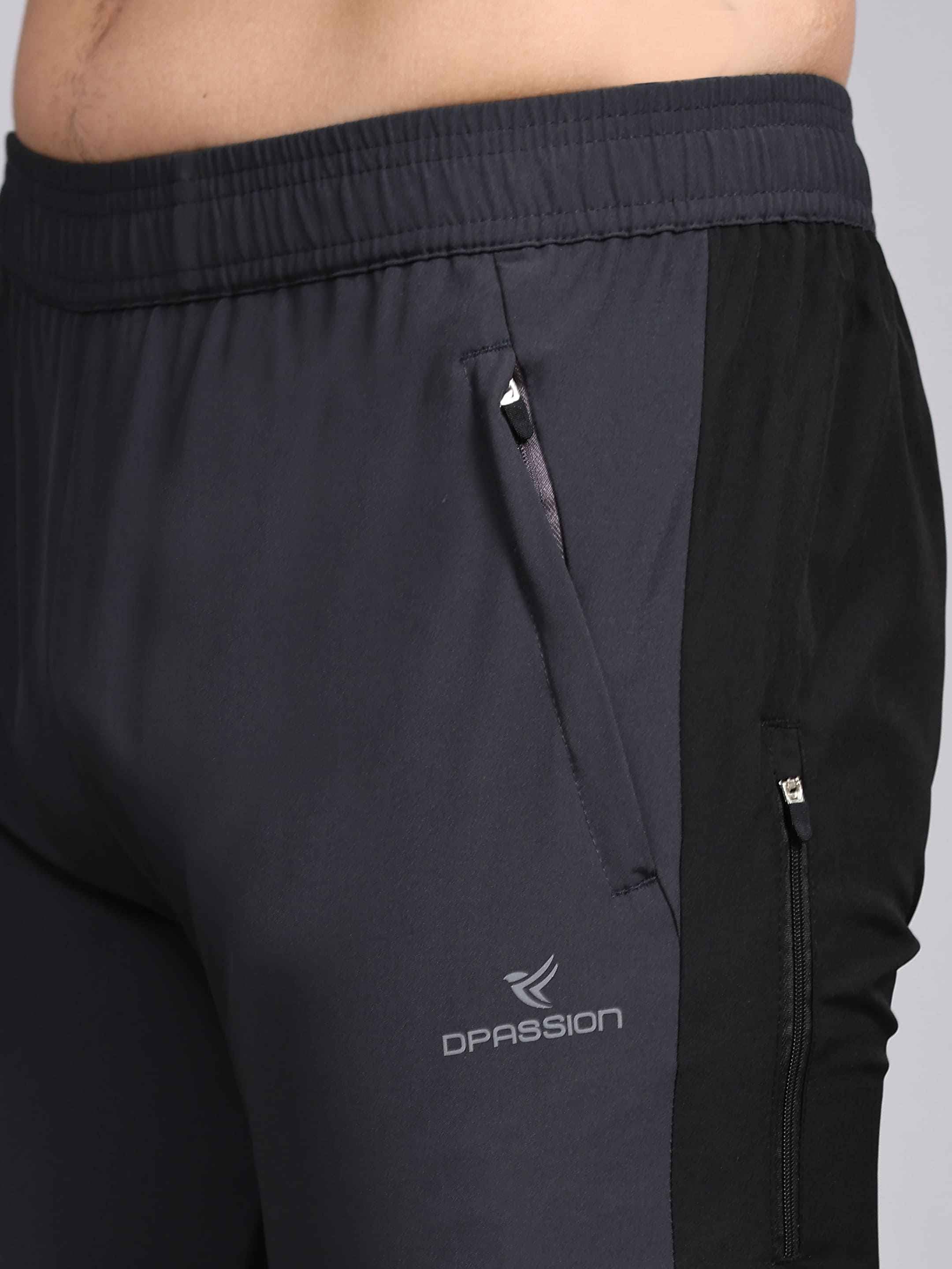 Dpassion Men's Black Slim Fit Gym Track Pants - Breathable Activewear for Optimal Performance