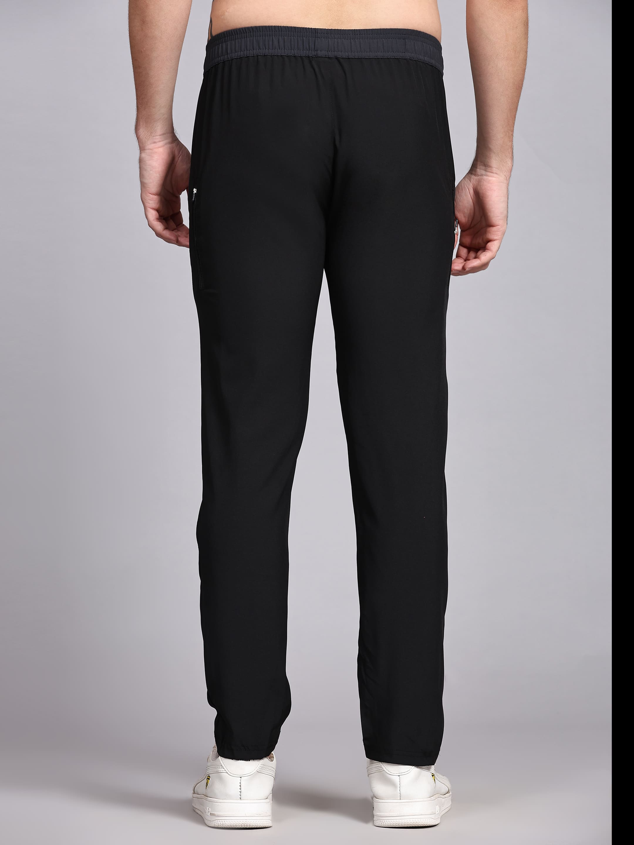 Dpassion Men Black Slim Fit Gym Track Pants Breathable Activewear - Dpassion