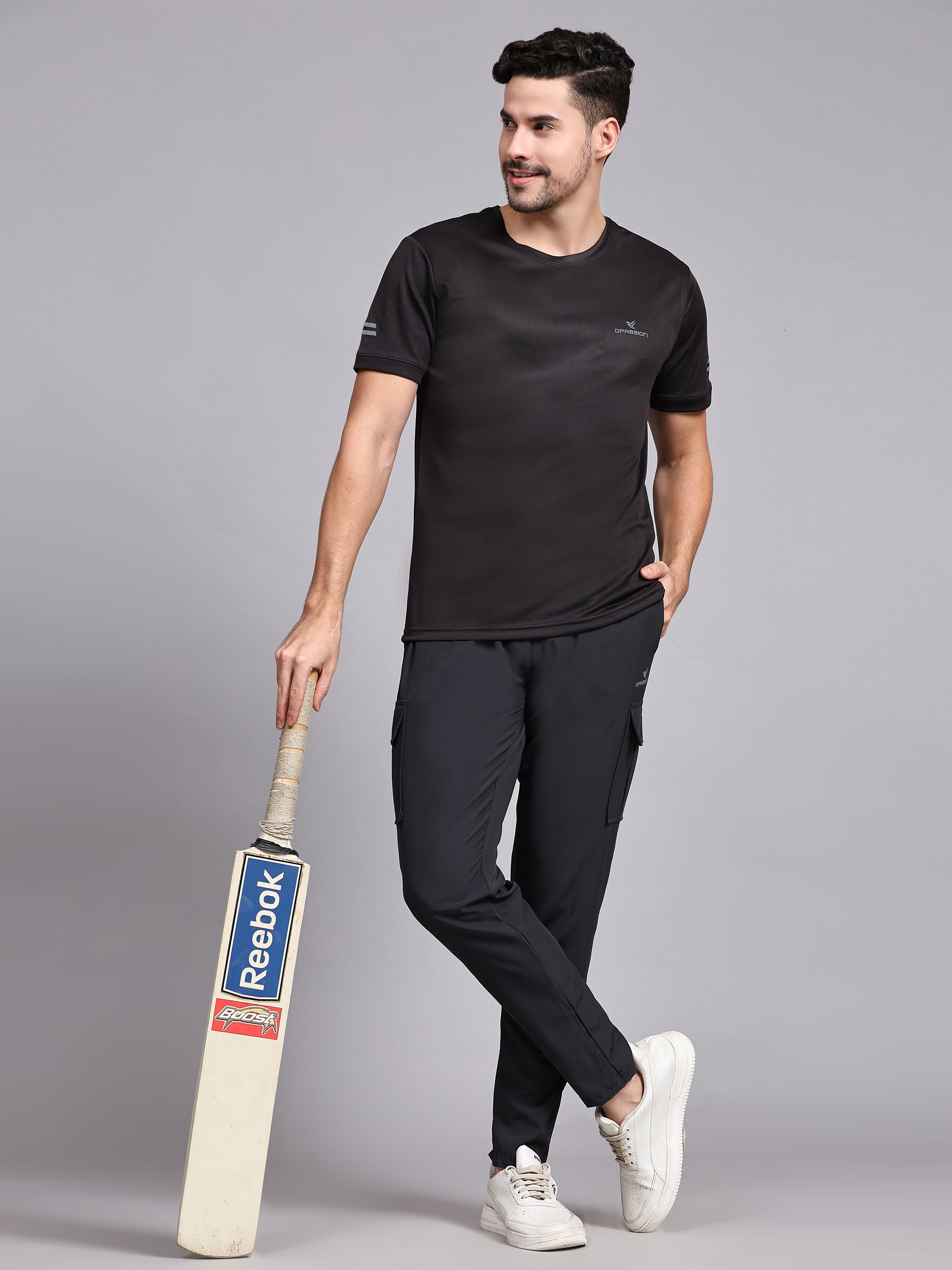 Dpassion Men’s Charcoal Cargo Track Pants Performance Activewear