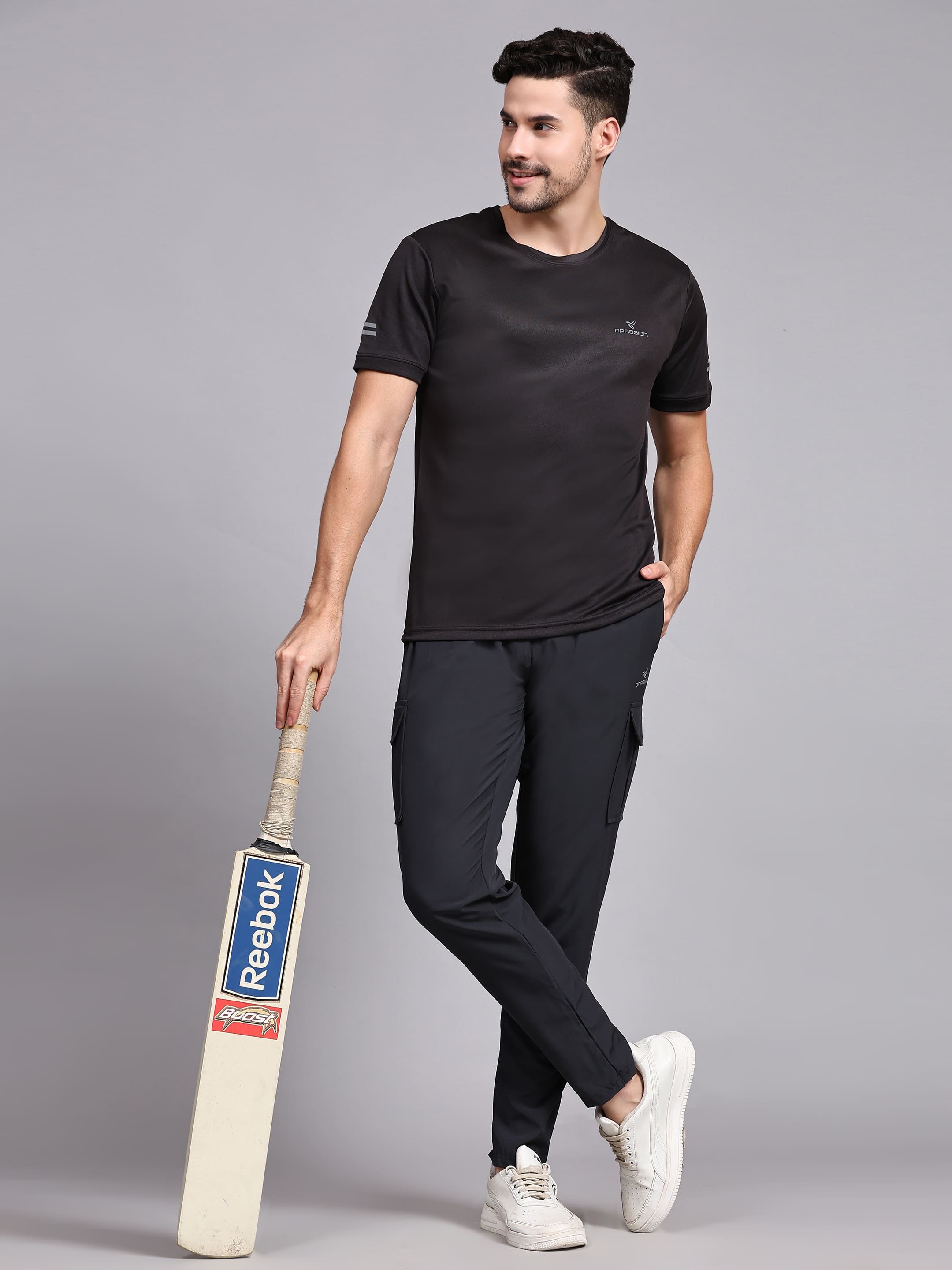 Dpassion Men’s Charcoal Cargo Track Pants Performance Activewear