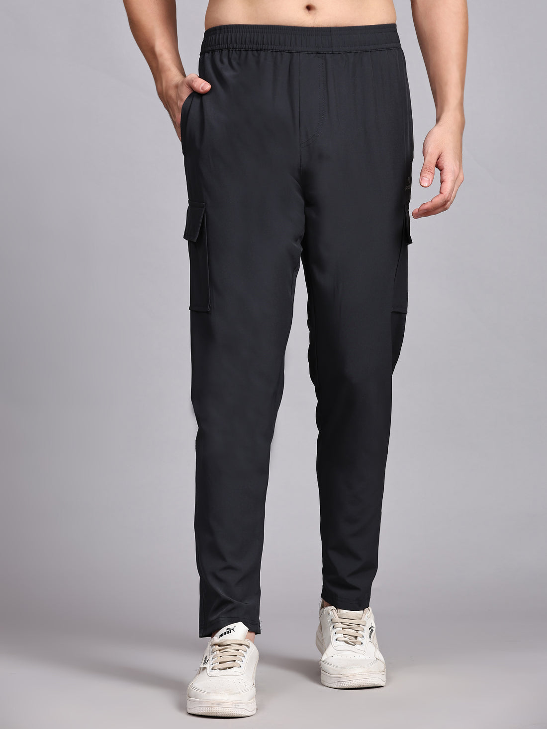 Dpassion Men’s Charcoal Cargo Track Pants Performance Activewear