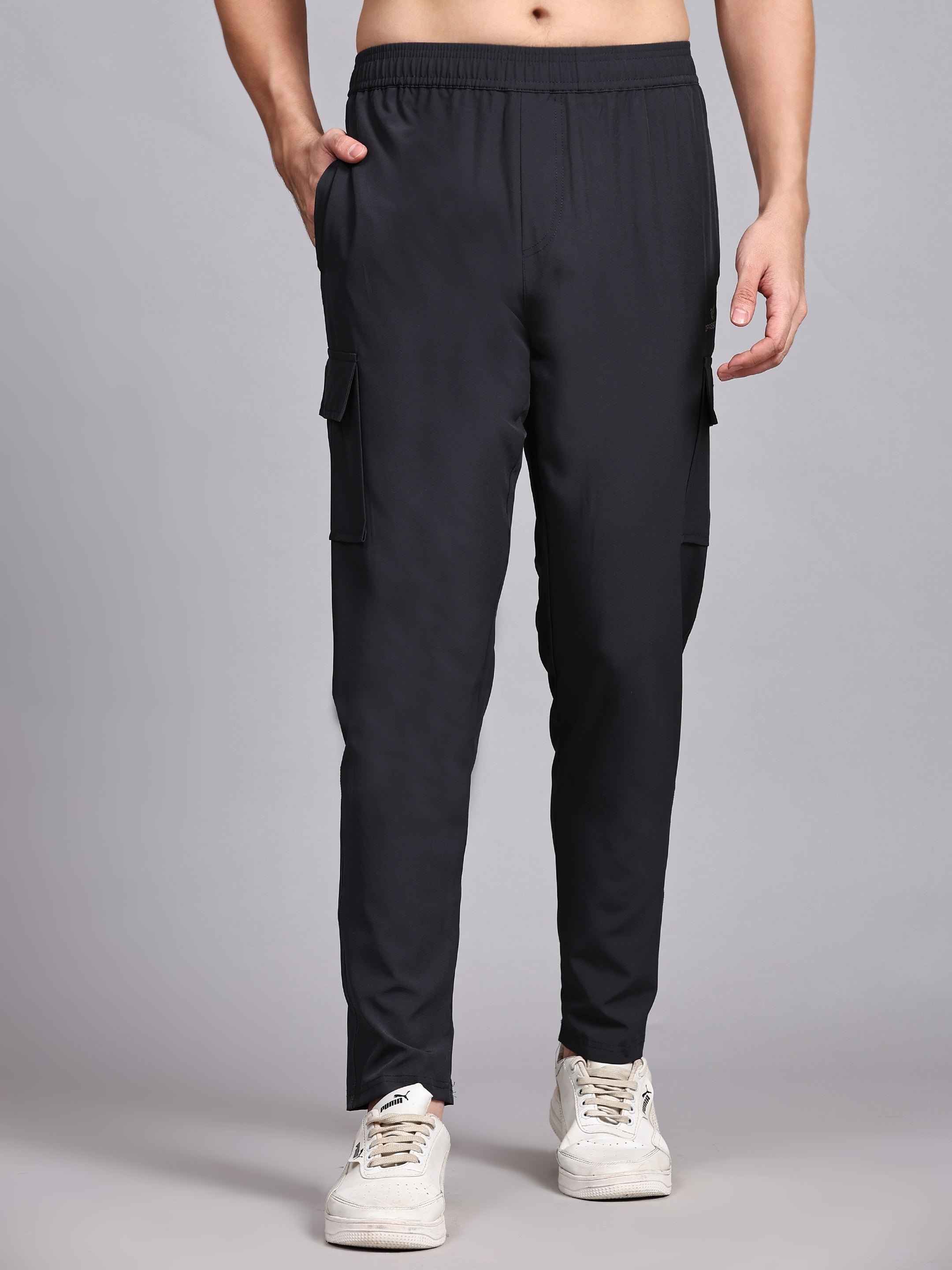 Dpassion Men’s Charcoal Cargo Track Pants Performance Activewear