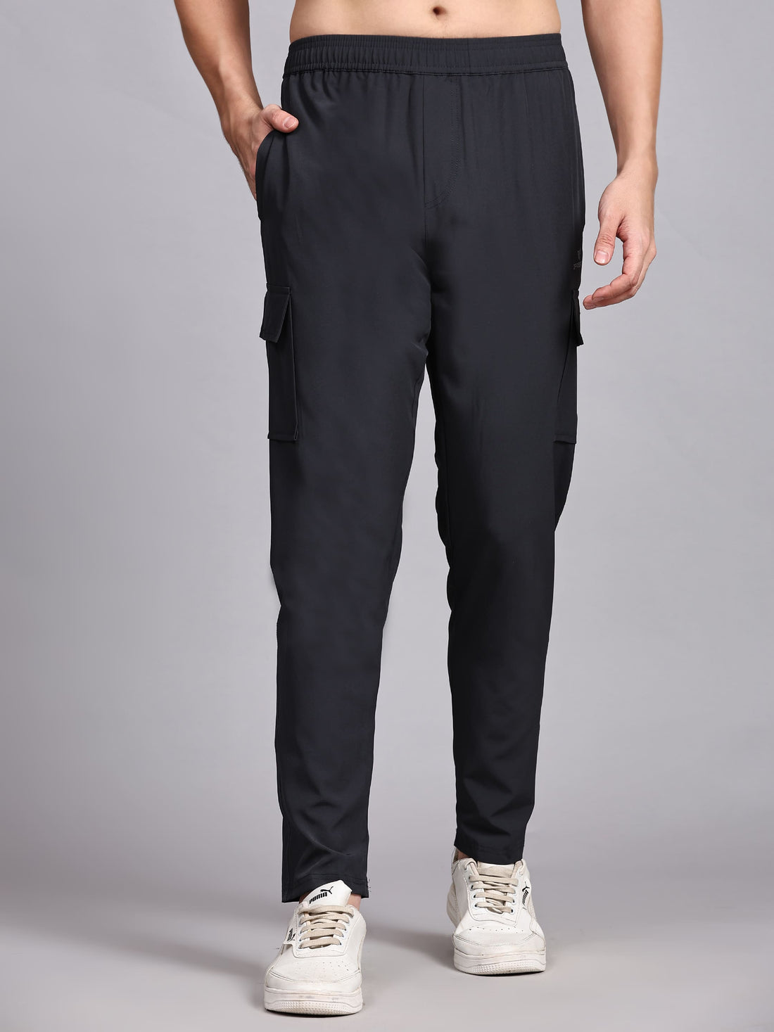 Dpassion Men’s Charcoal Cargo Track Pants Performance Activewear
