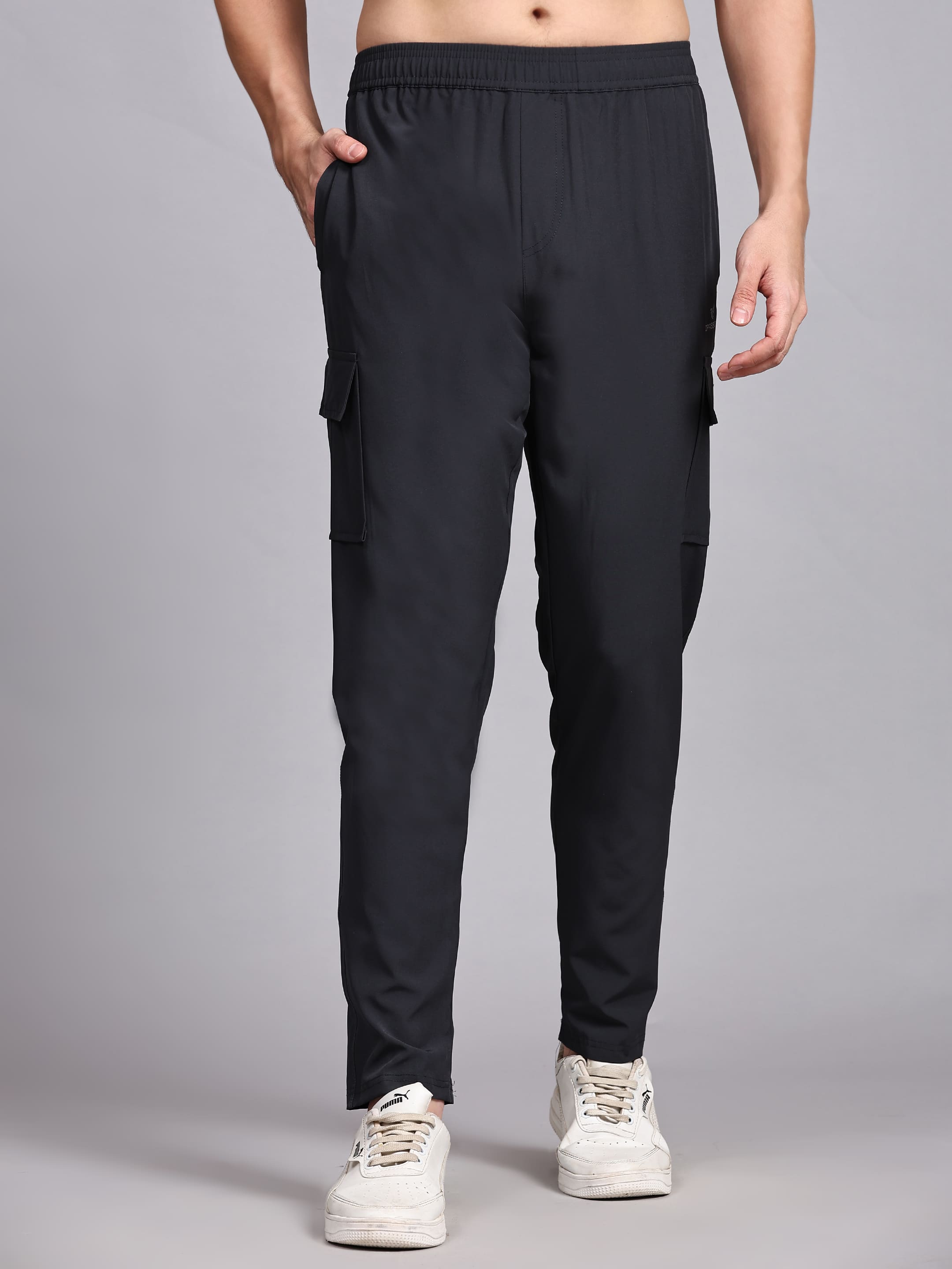 Dpassion Men’s Charcoal Cargo Track Pants Performance Activewear