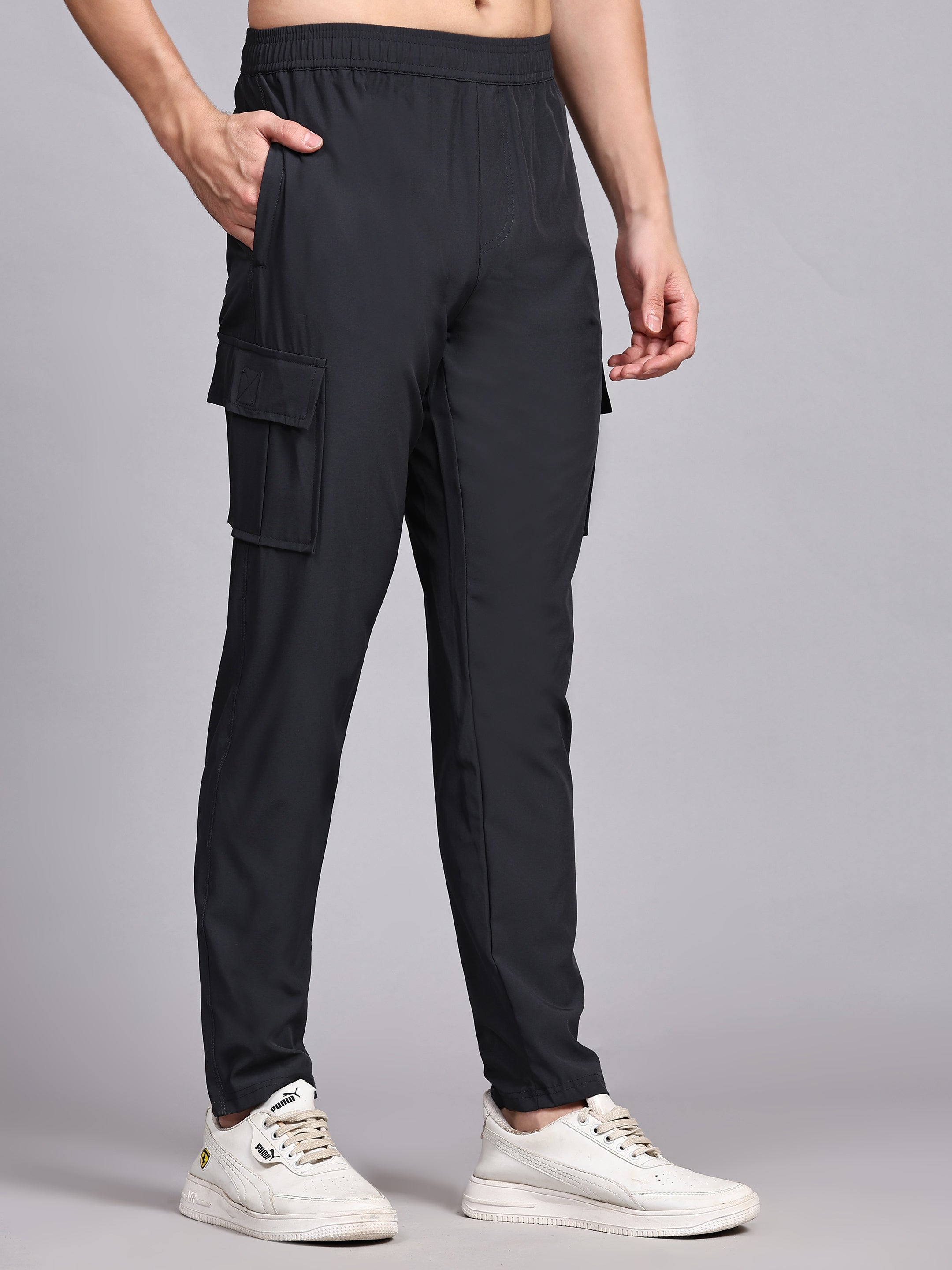 Dpassion Men’s Charcoal Cargo Track Pants Performance Activewear