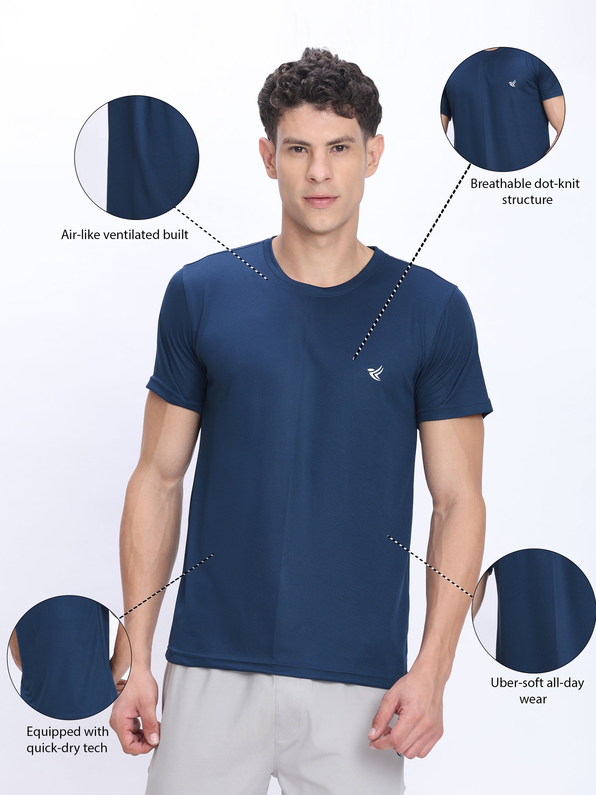 Dpassion Royal Blue Performance T-Shirt Quick Dry Breathable Activewear - Dpassion