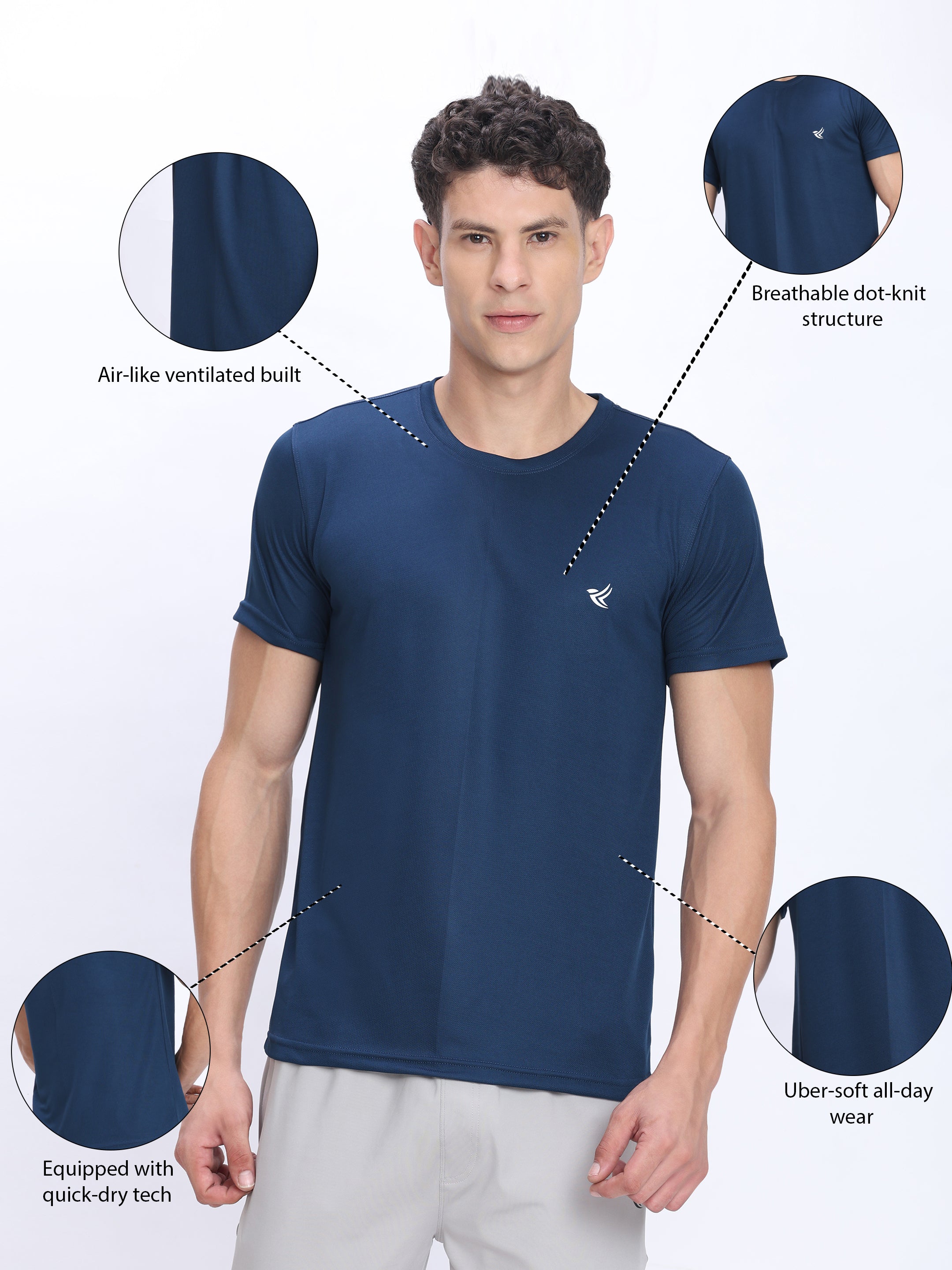 Dpassion Royal Blue Performance T-Shirt Quick Dry Breathable Activewear - Dpassion