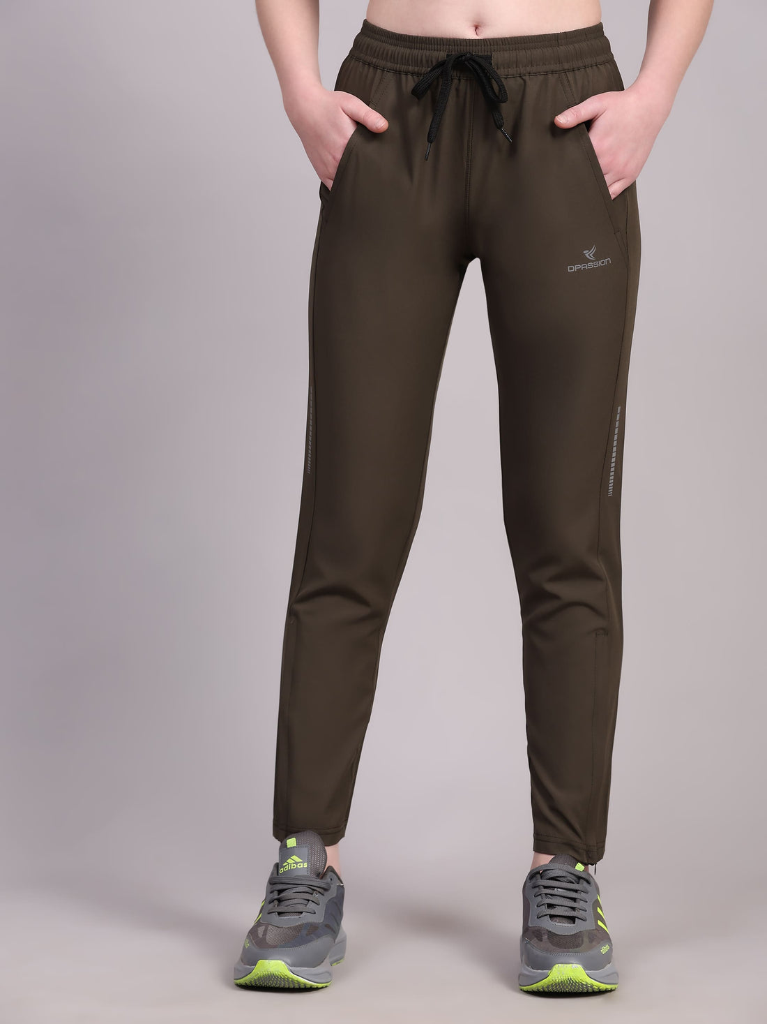 Dpassion Women’s Olive Fast-Dry Training Track Pants – Slim Fit Activewear - Dpassion