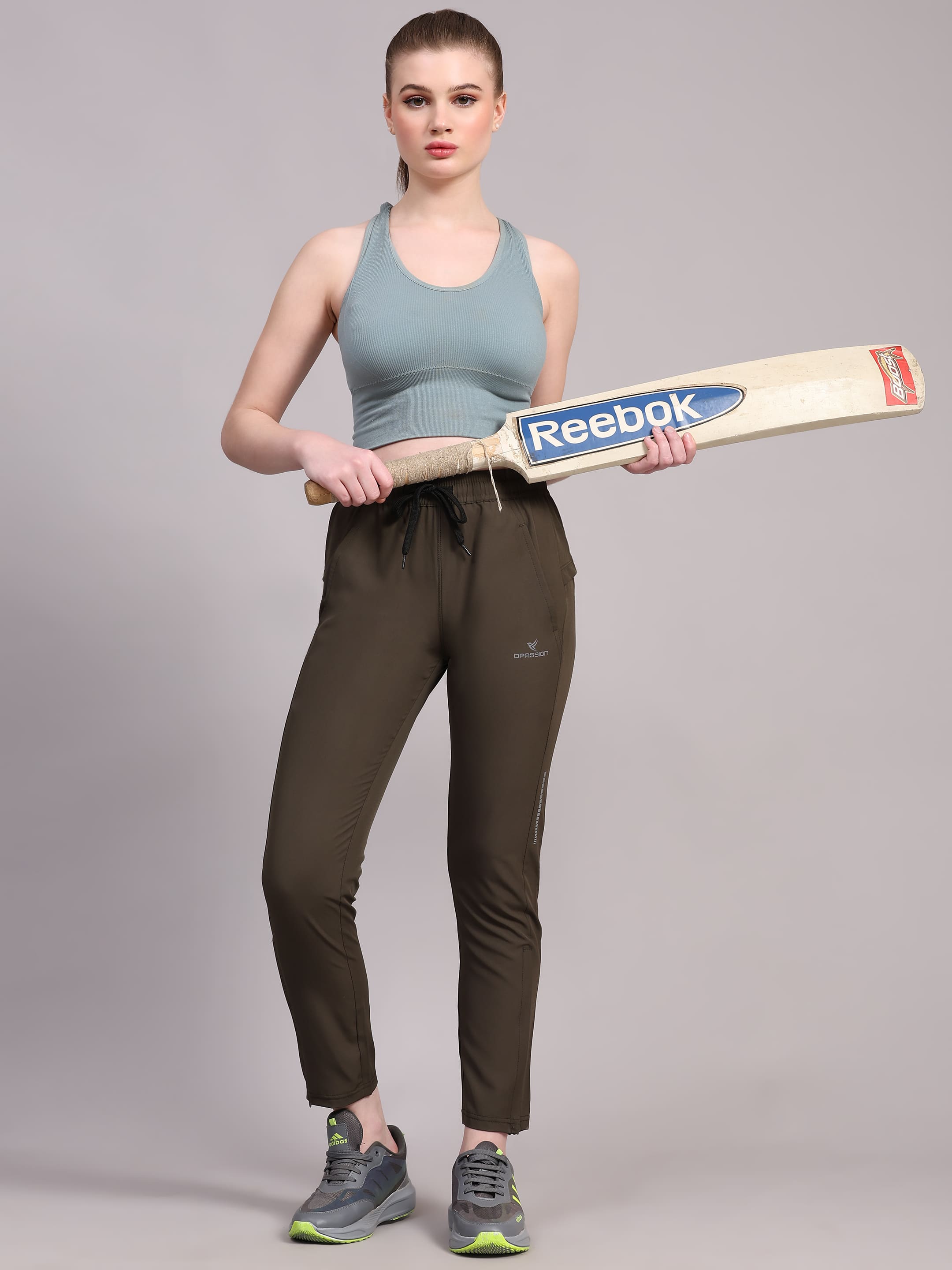 Dpassion Women’s Olive Fast-Dry Training Track Pants – Slim Fit Activewear - Dpassion