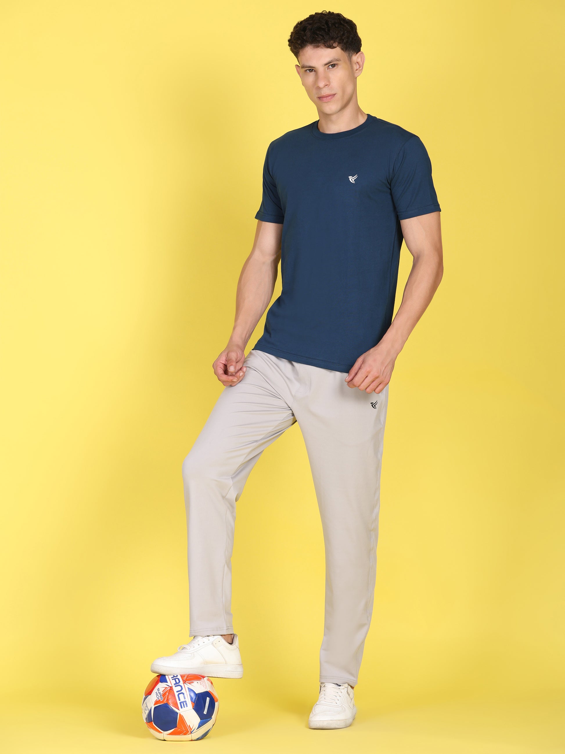 Dpassion Men Steel Blue Cotton Active T Shirt Performance Gym Wear - Dpassion