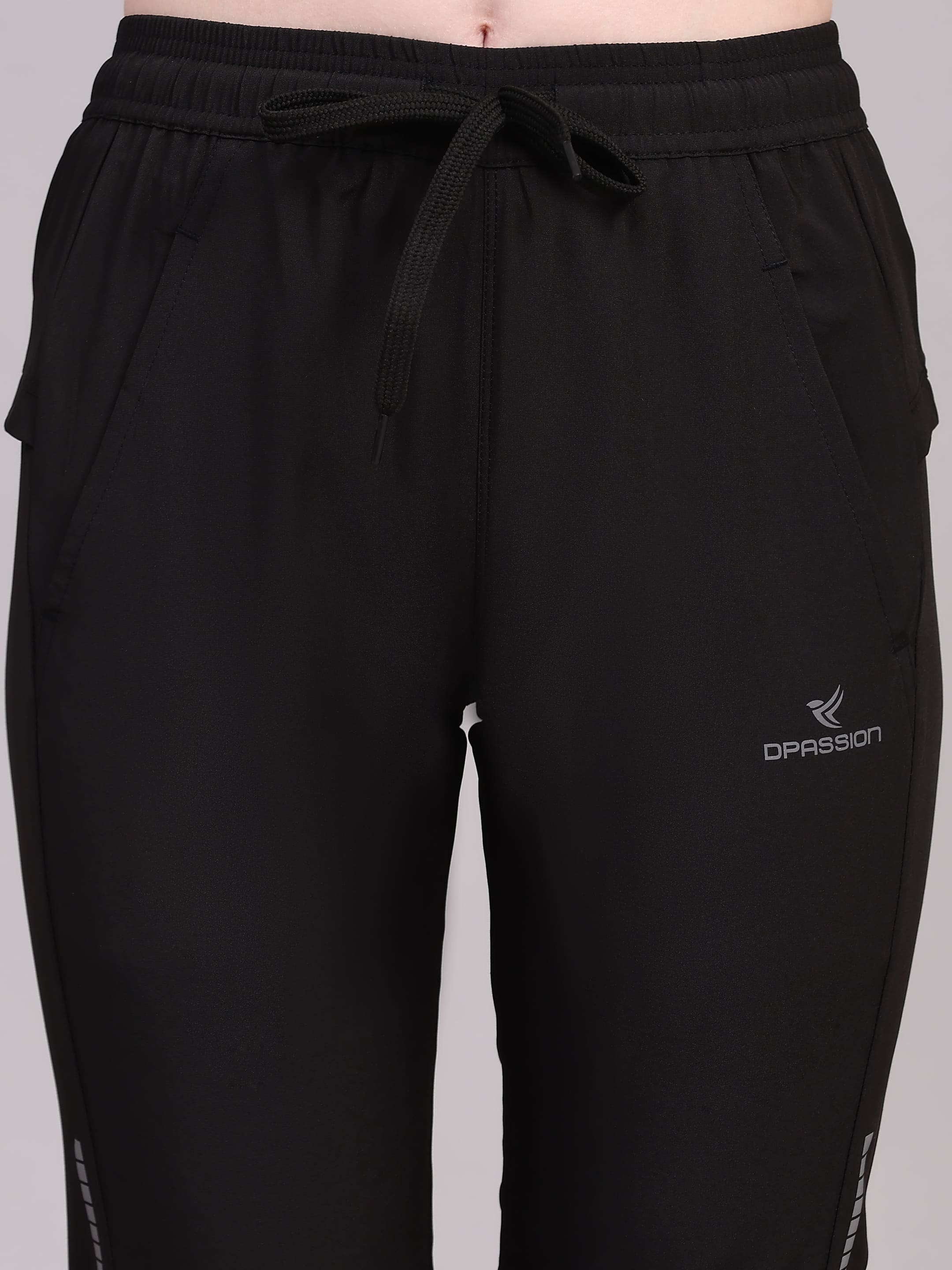 Dpassion Women’s Core Black Training Track Pants – Slim Fit Activewear