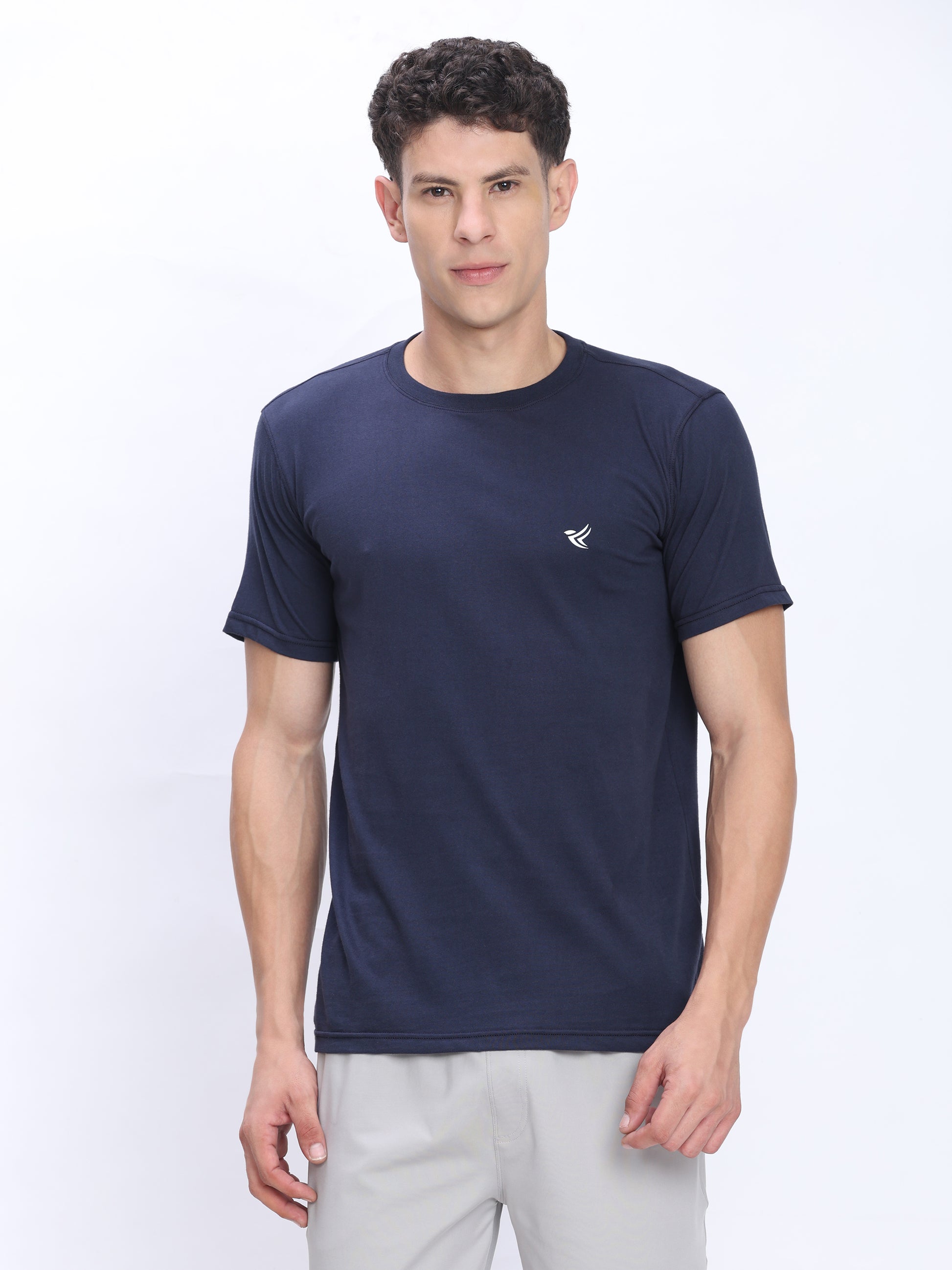 Dpassion Men Navy Cotton Active T Shirt Performance Gym Wear - Dpassion