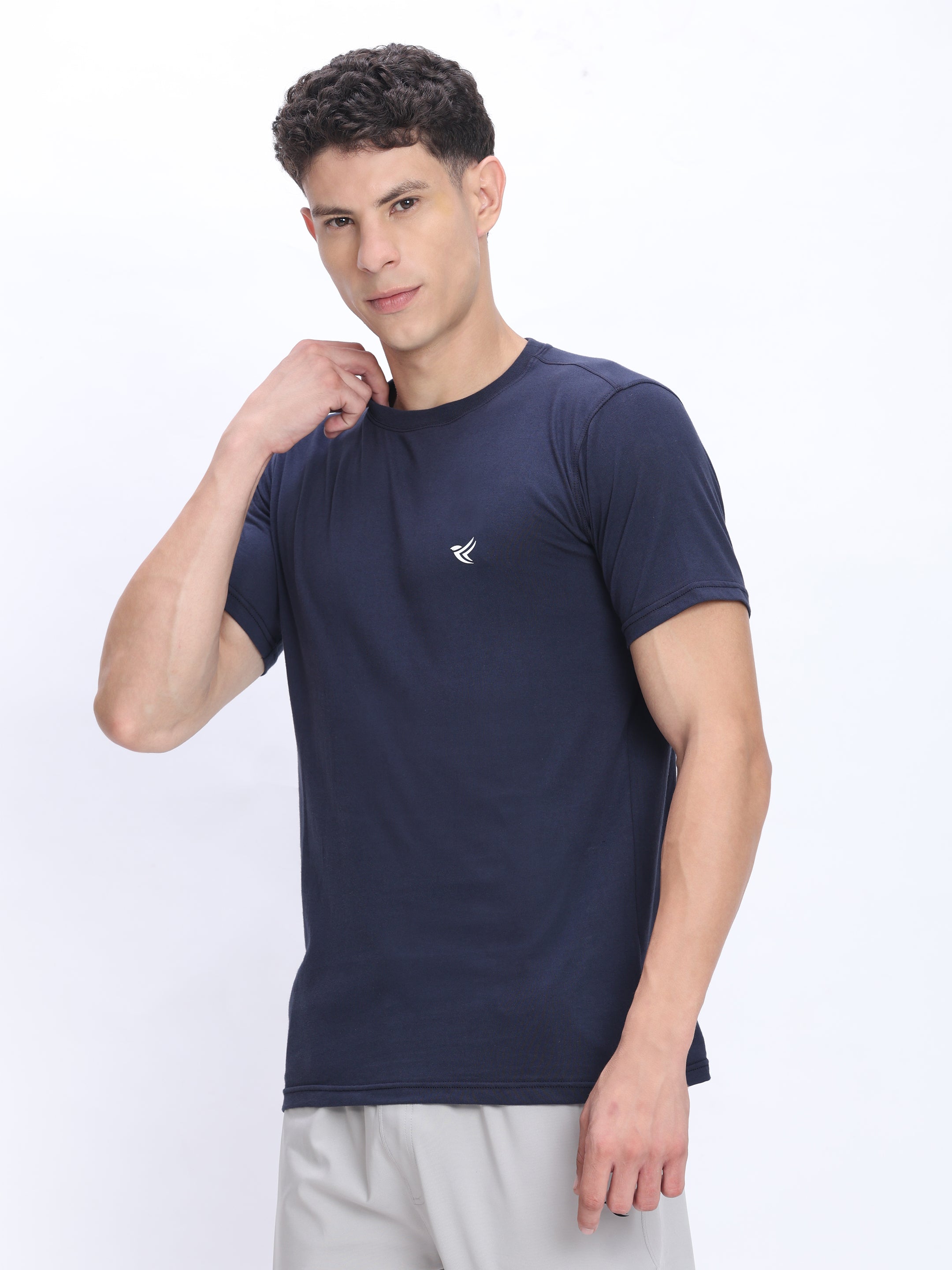 Dpassion Men Navy Cotton Active T Shirt Performance Gym Wear - Dpassion