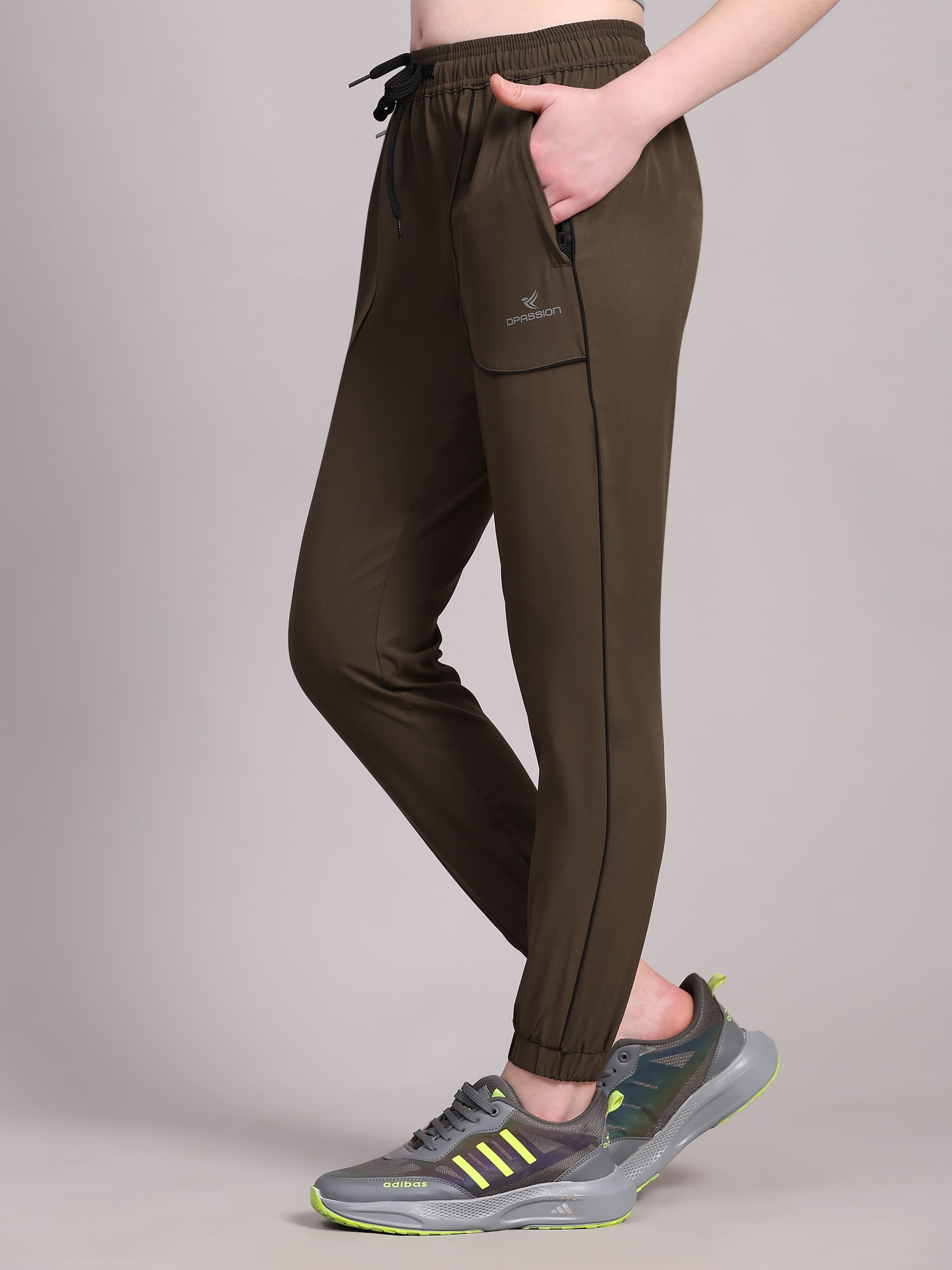 Dpassion Women Olive Performance Jogger Track Pants - Dpassion
