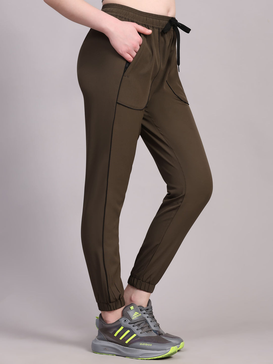 Dpassion Women Olive Performance Jogger Track Pants - Dpassion