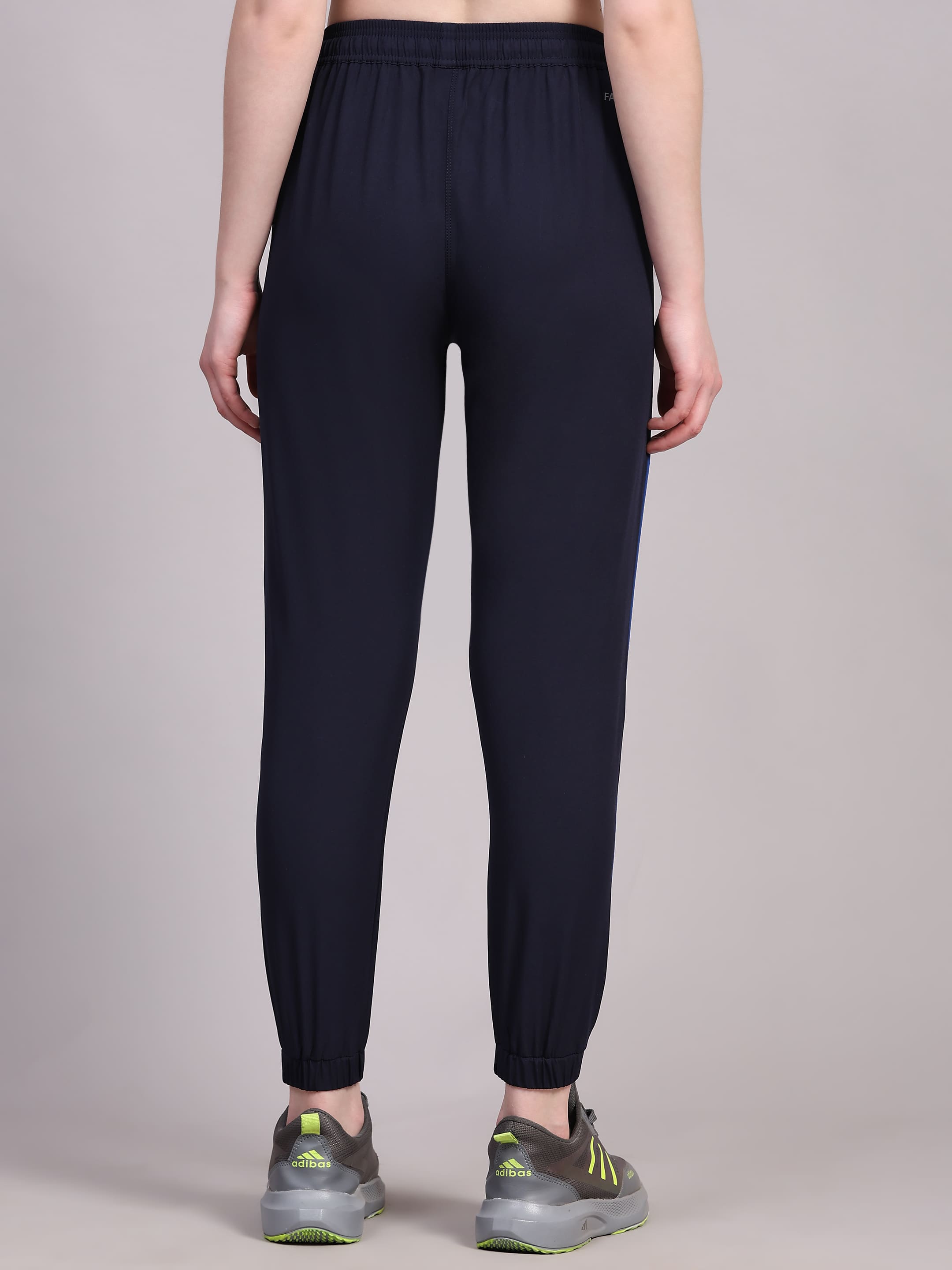 Dpassion Women Navy Blue Jogger Track Pants with Contrast Piping - Dpassion