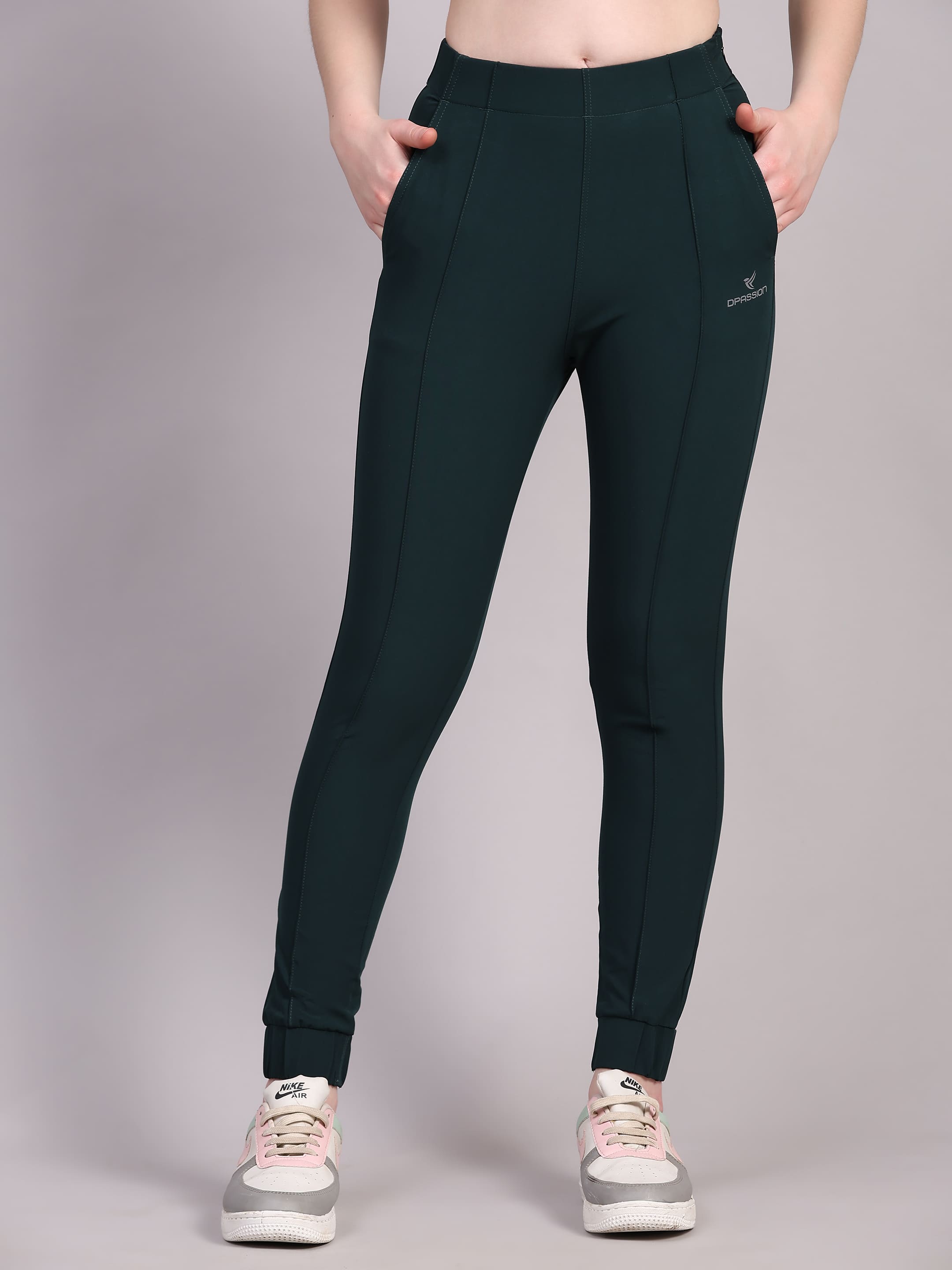 Dpassion Women Dark Green Sculpt Fit Performance Jogger Pants - Dpassion