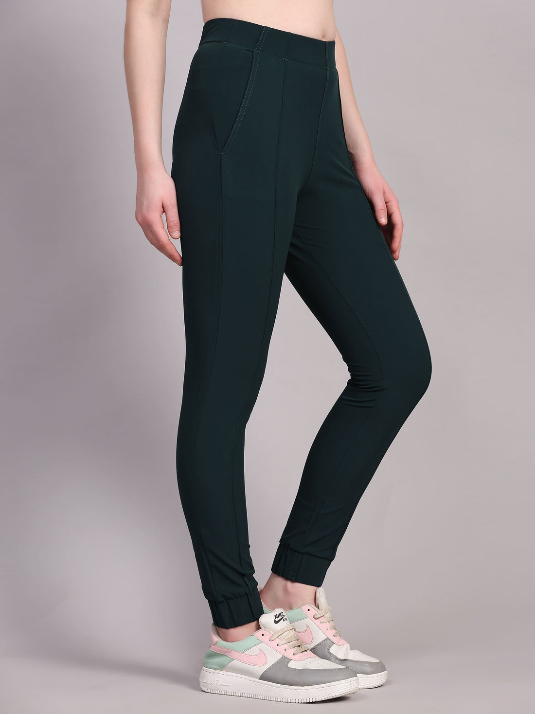 Dpassion Women Dark Green Sculpt Fit Performance Jogger Pants - Dpassion