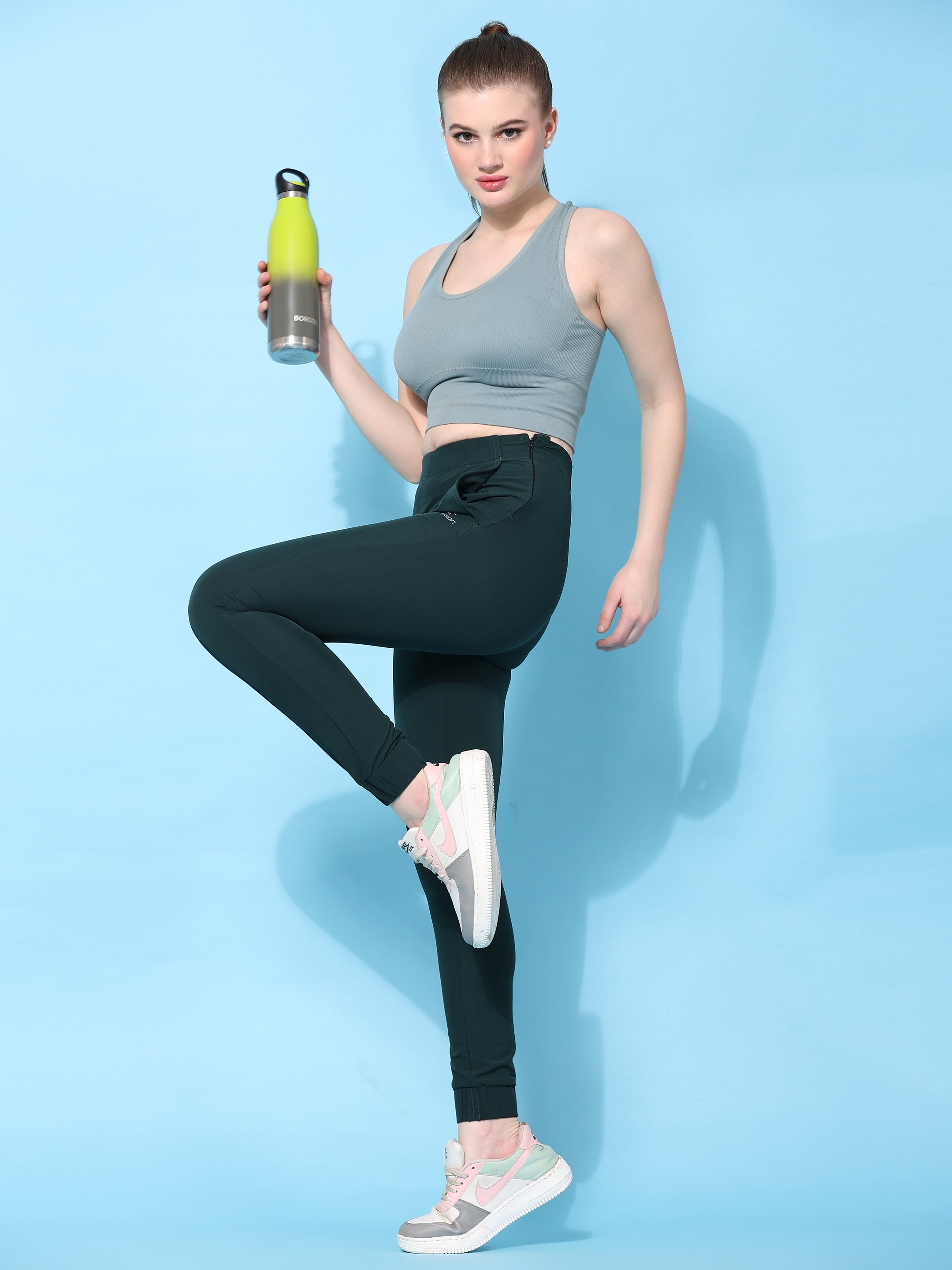 Imported NS Terry Nyloon Lycra 190 GSM Training Joggers Pants For Women
