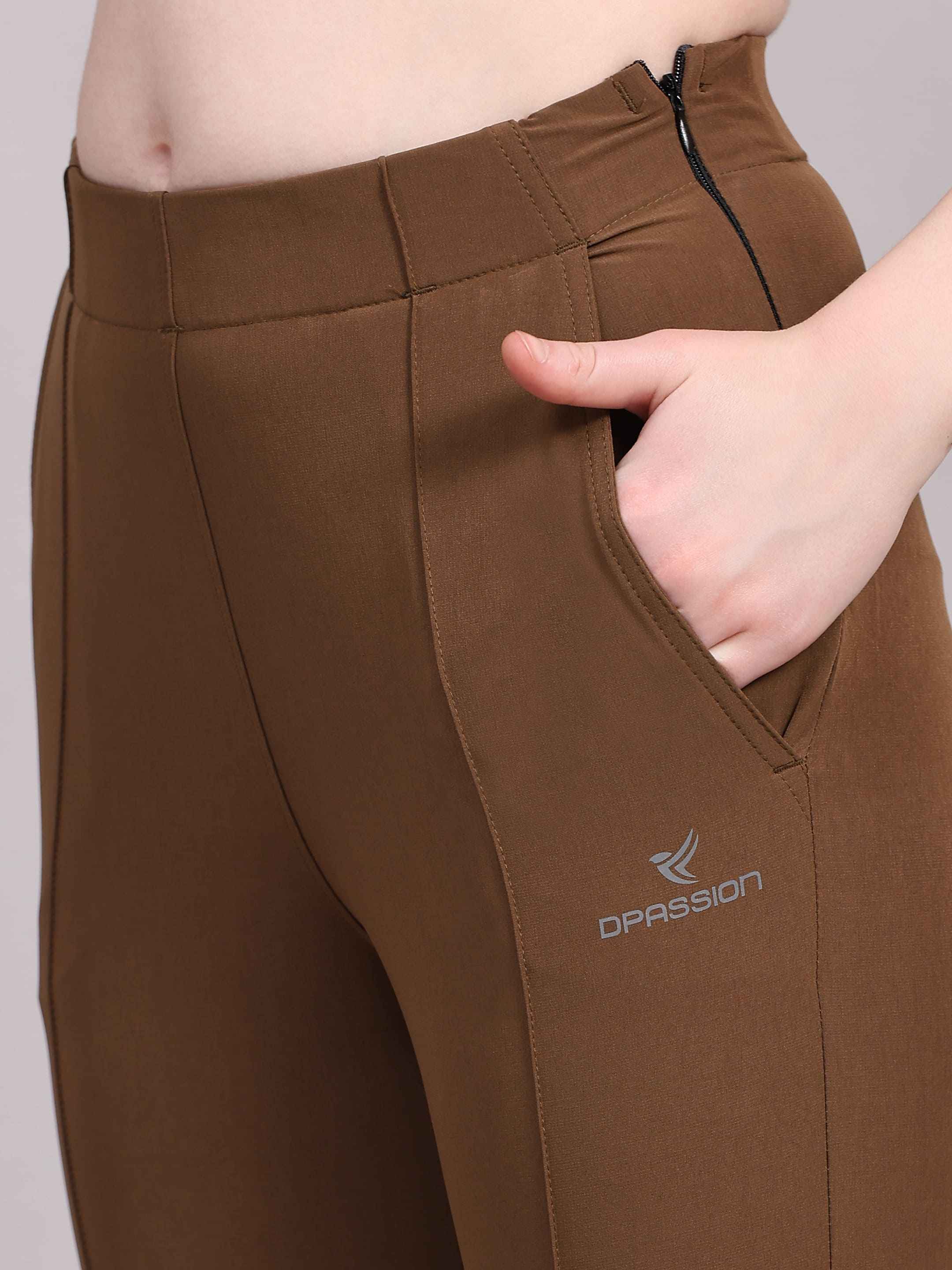 Dpassion Women Sculpt Fit Brown Performance Jogger Pants