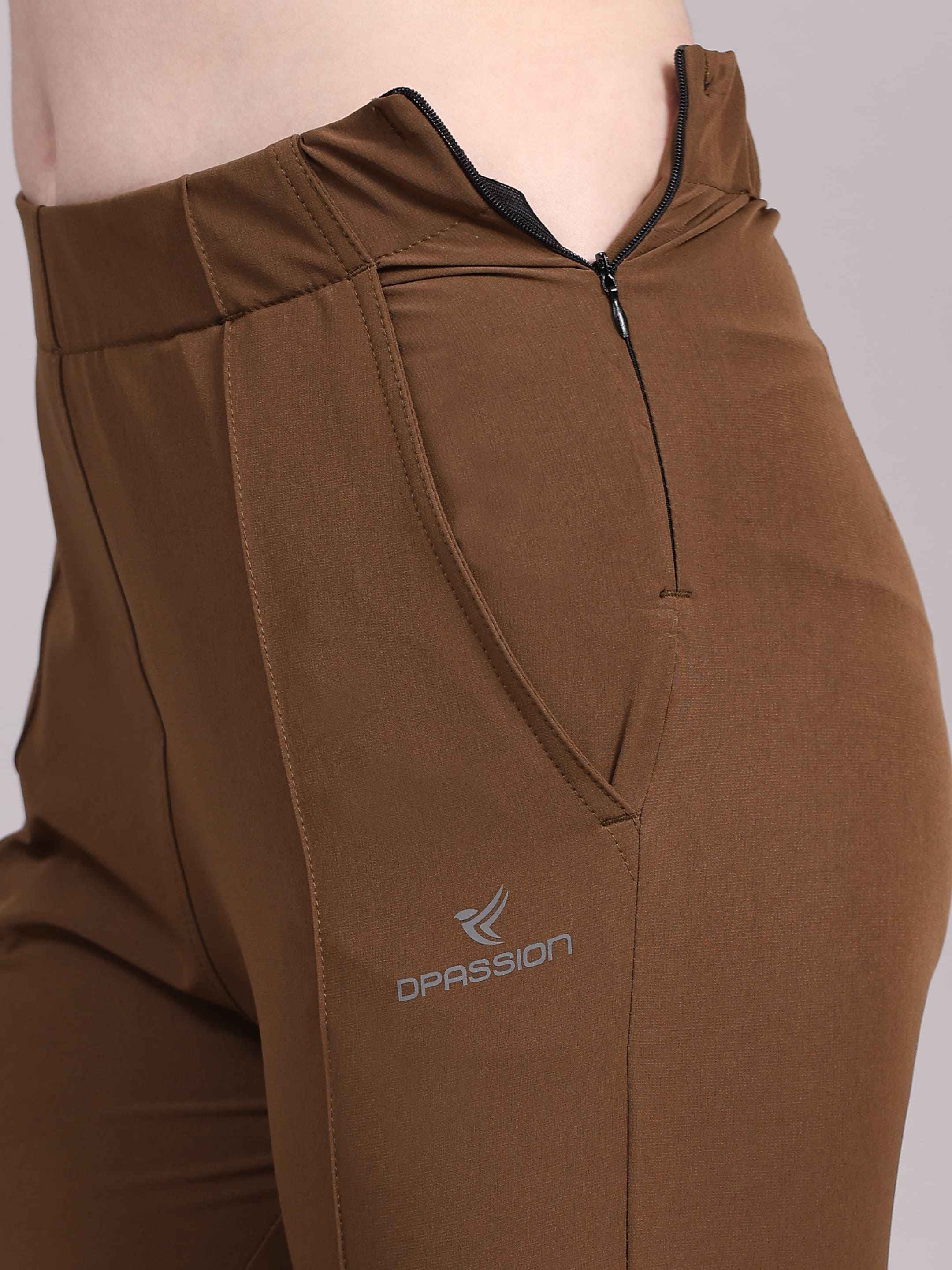Dpassion Women Sculpt Fit Brown Performance Jogger Pants