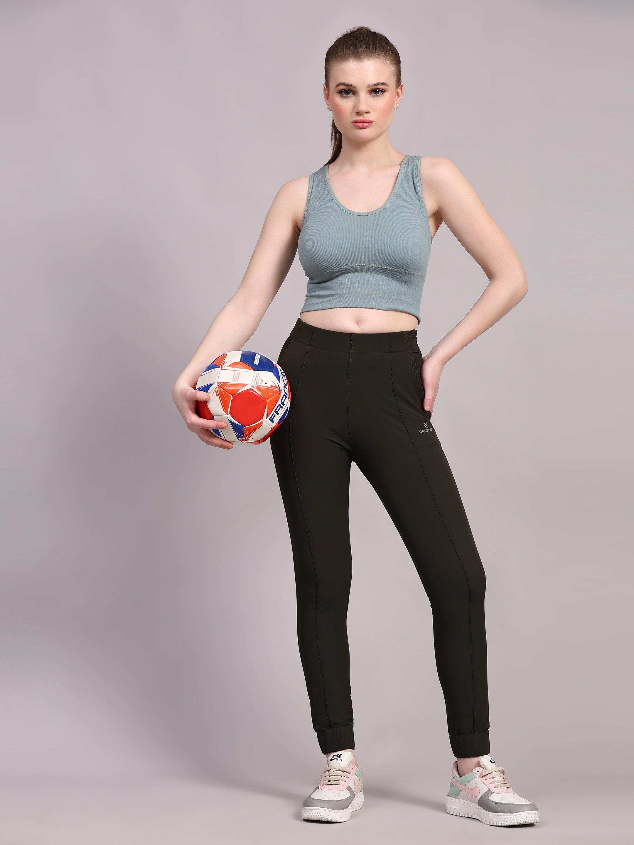 Imported NS Terry Nyloon Lycra 190 GSM Training Joggers Pants For Women