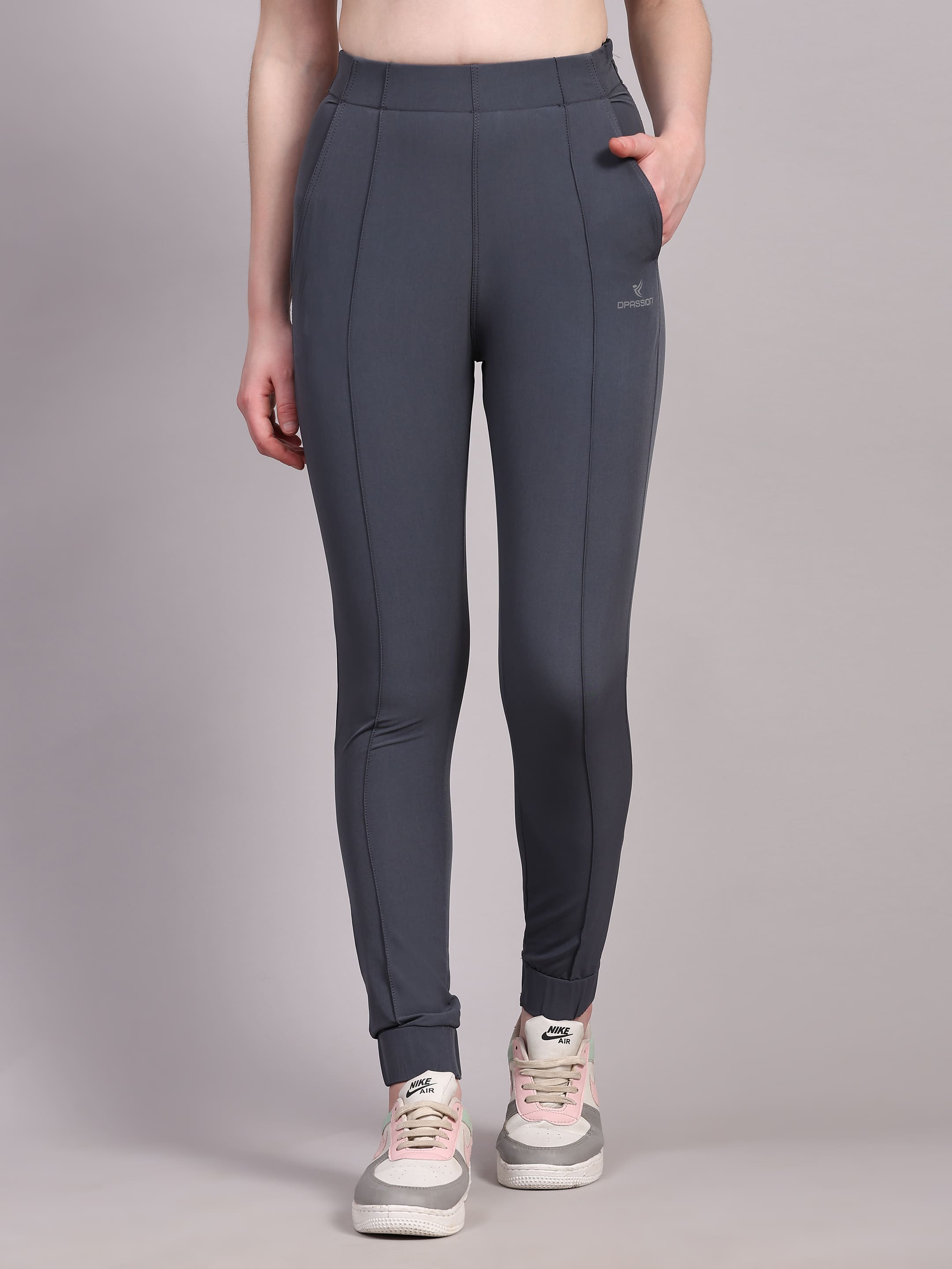 Dpassion Women Sculpt Fit Grey Performance Jogger Pants - Dpassion