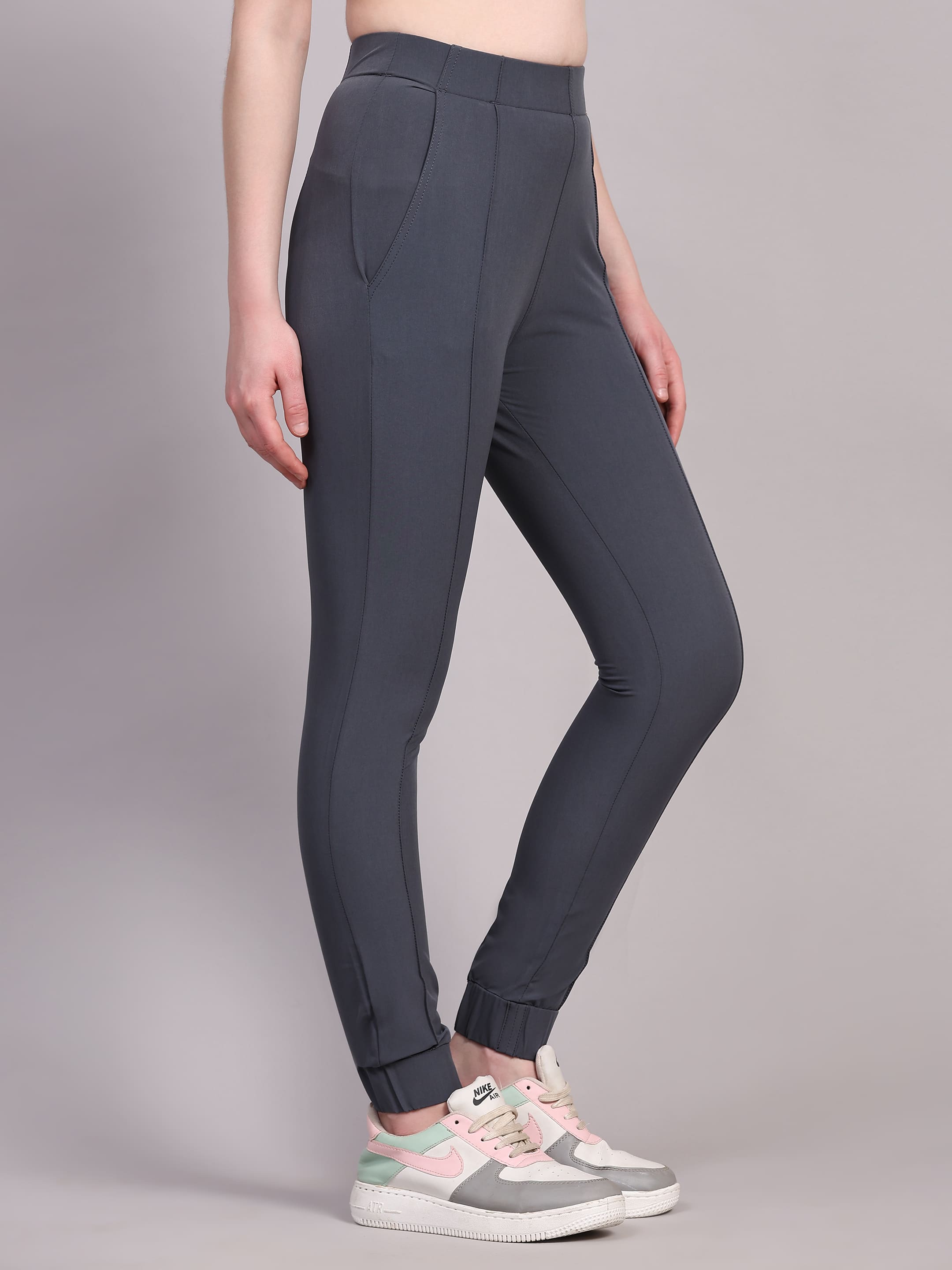 Dpassion Women Sculpt Fit Grey Performance Jogger Pants - Dpassion
