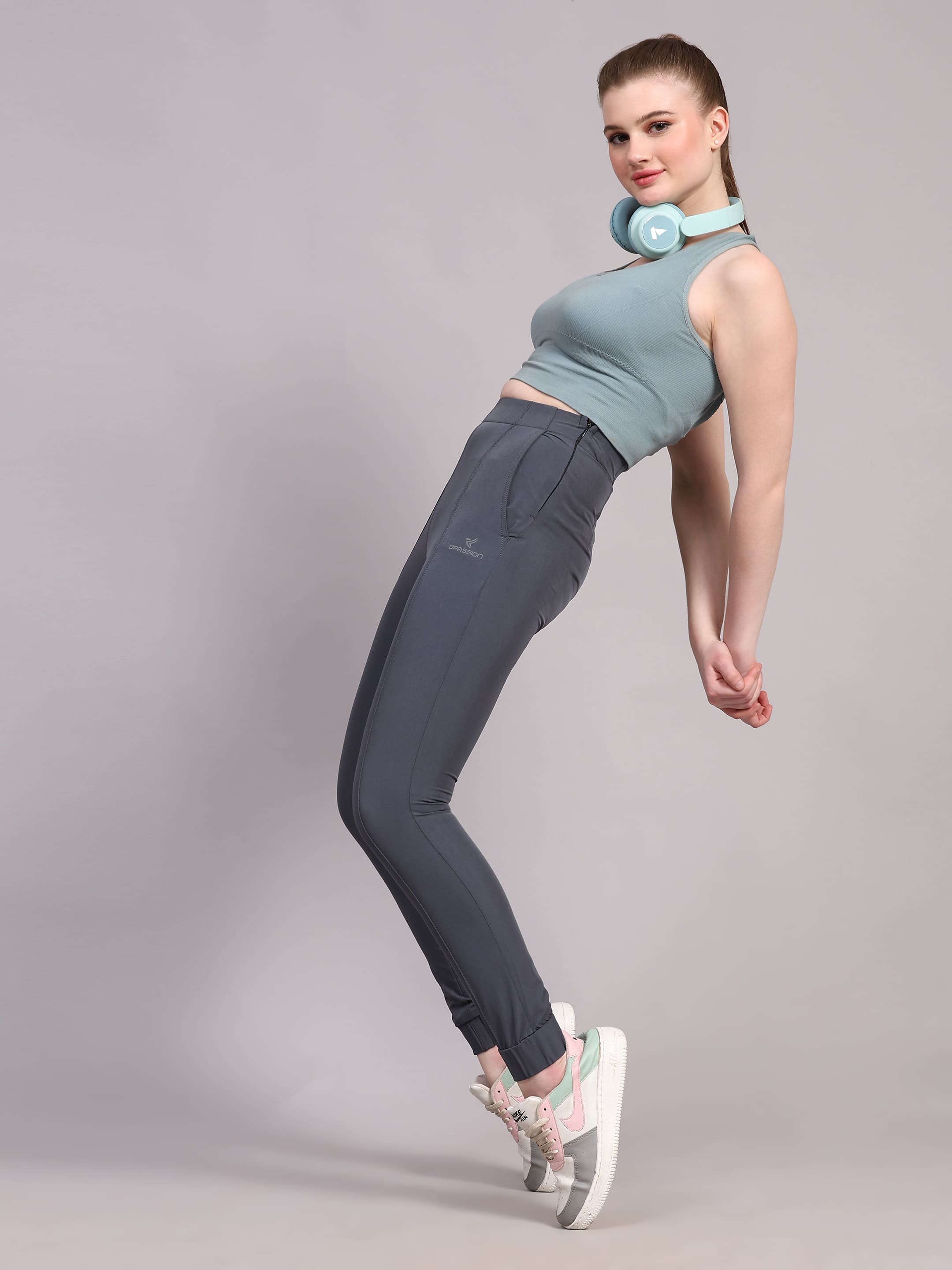 Dpassion Women Sculpt Fit Grey Performance Jogger Pants - Dpassion