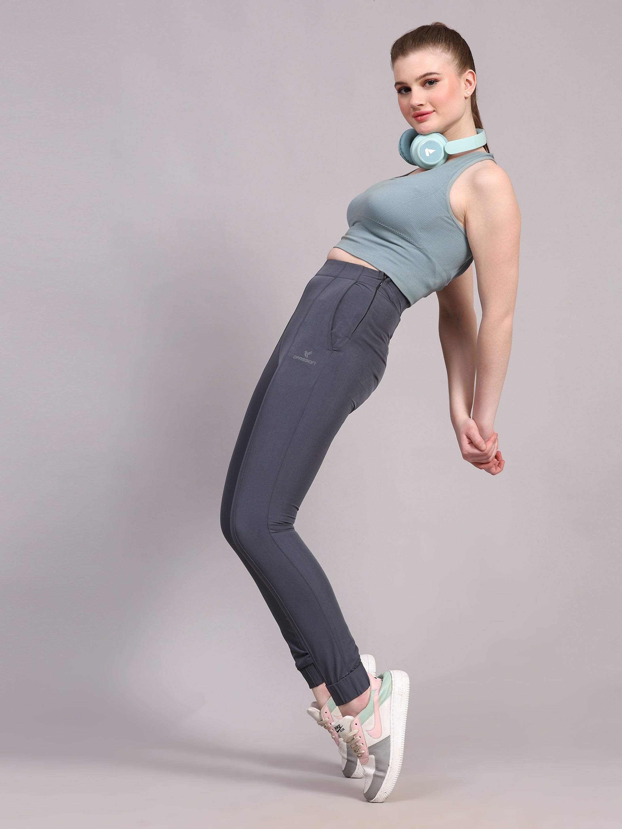 Imported NS Terry Nyloon Lycra 190 GSM Training Joggers Pants For Women