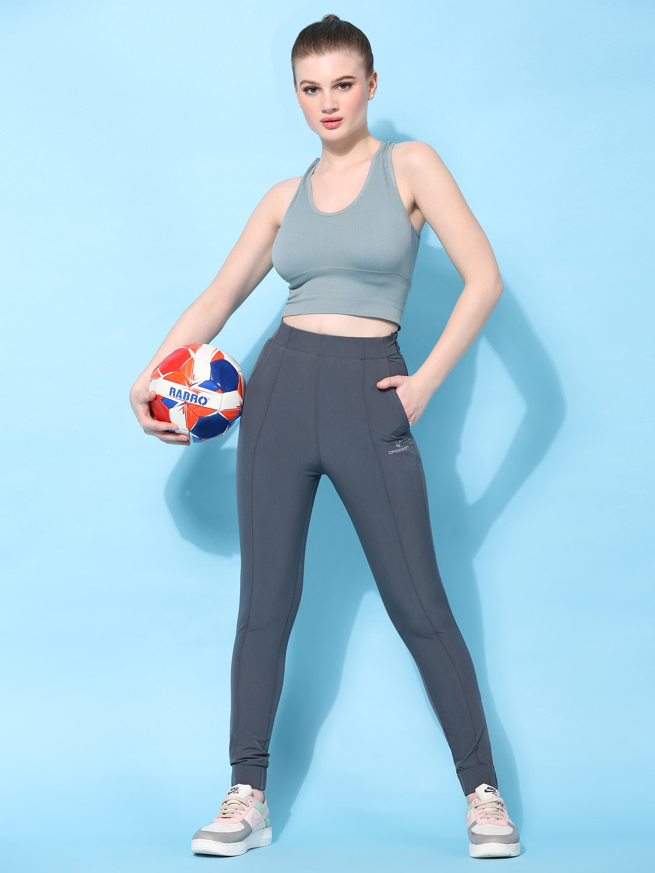 Imported NS Terry Nyloon Lycra 190 GSM Training Joggers Pants For Women