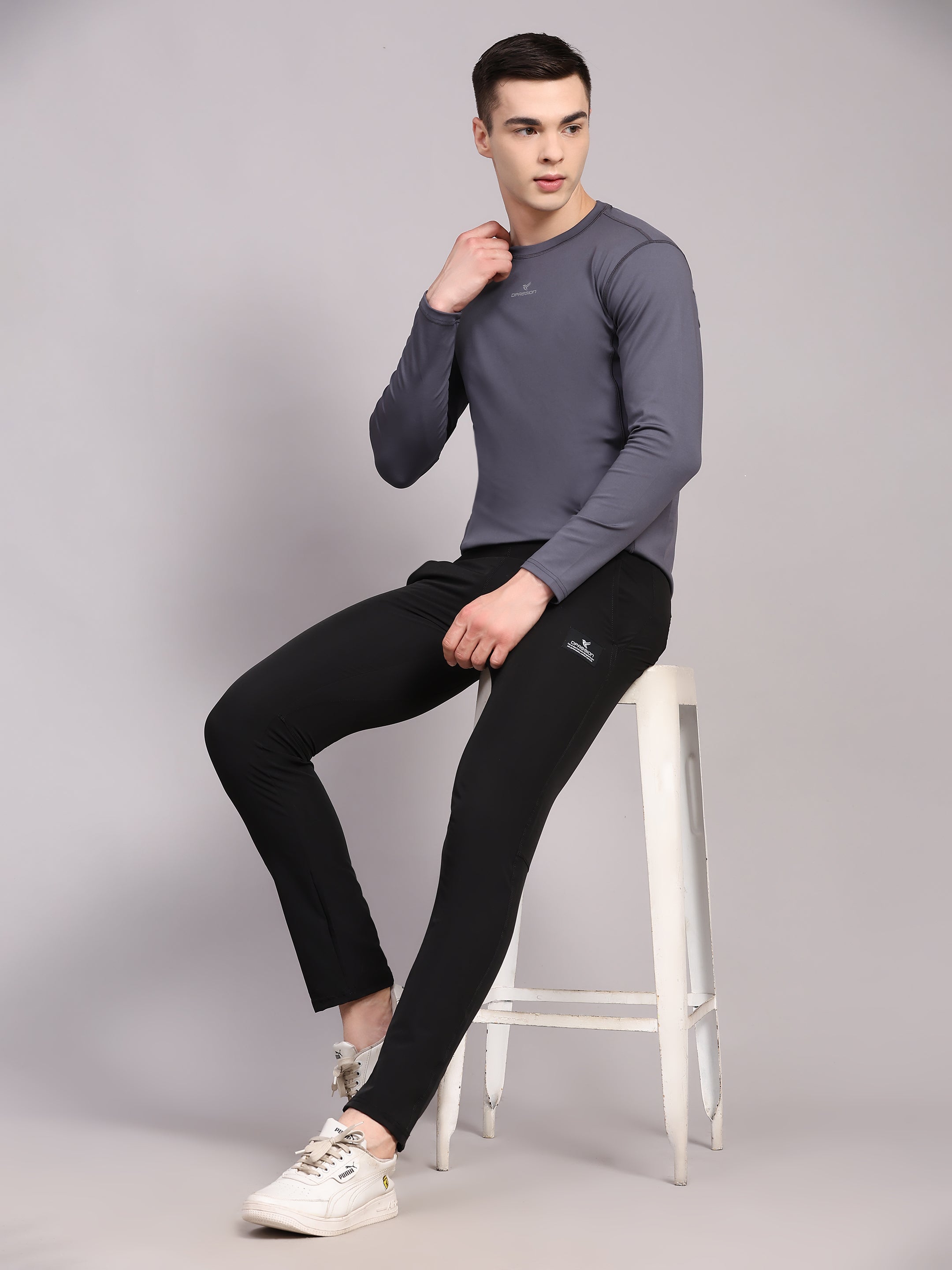 Dpassion Men’s Grey Performance Long Sleeve Training T-Shirt