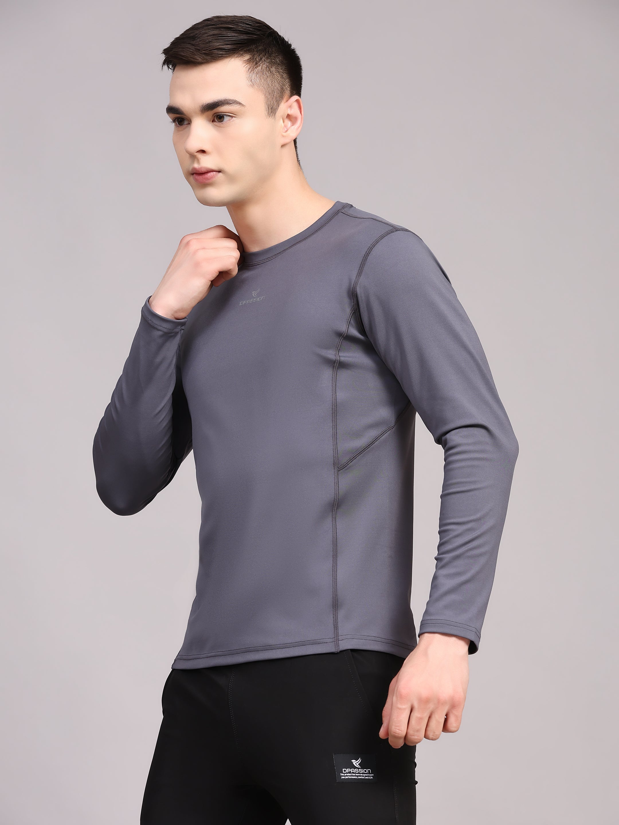 Dpassion Men’s Grey Performance Long Sleeve Training T-Shirt