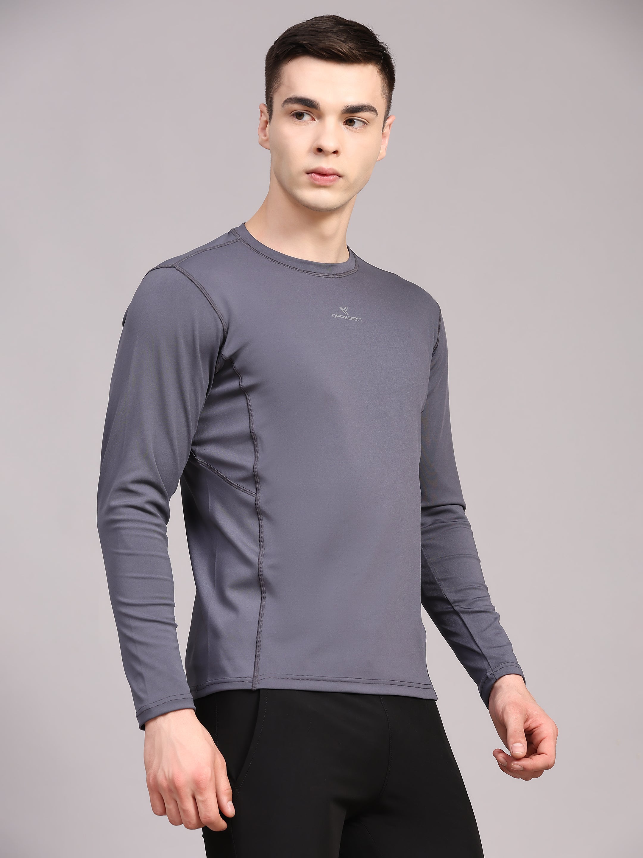 Dpassion Men’s Grey Performance Long Sleeve Training T-Shirt