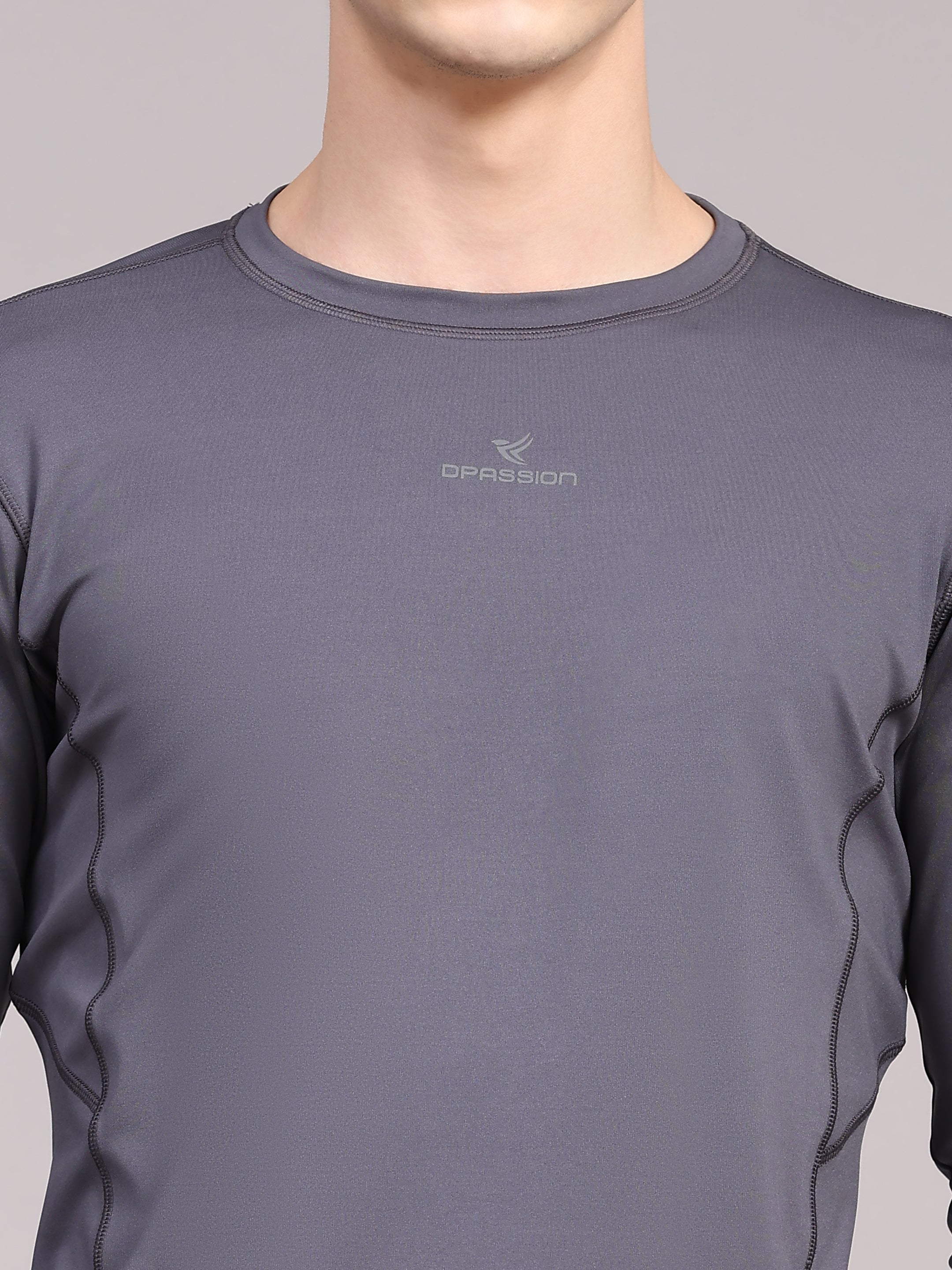 Dpassion Men’s Grey Performance Long Sleeve Training T-Shirt