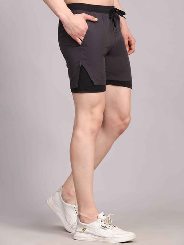 Dpassion Men 2 in 1 Training Shorts Performance Gym Activewear