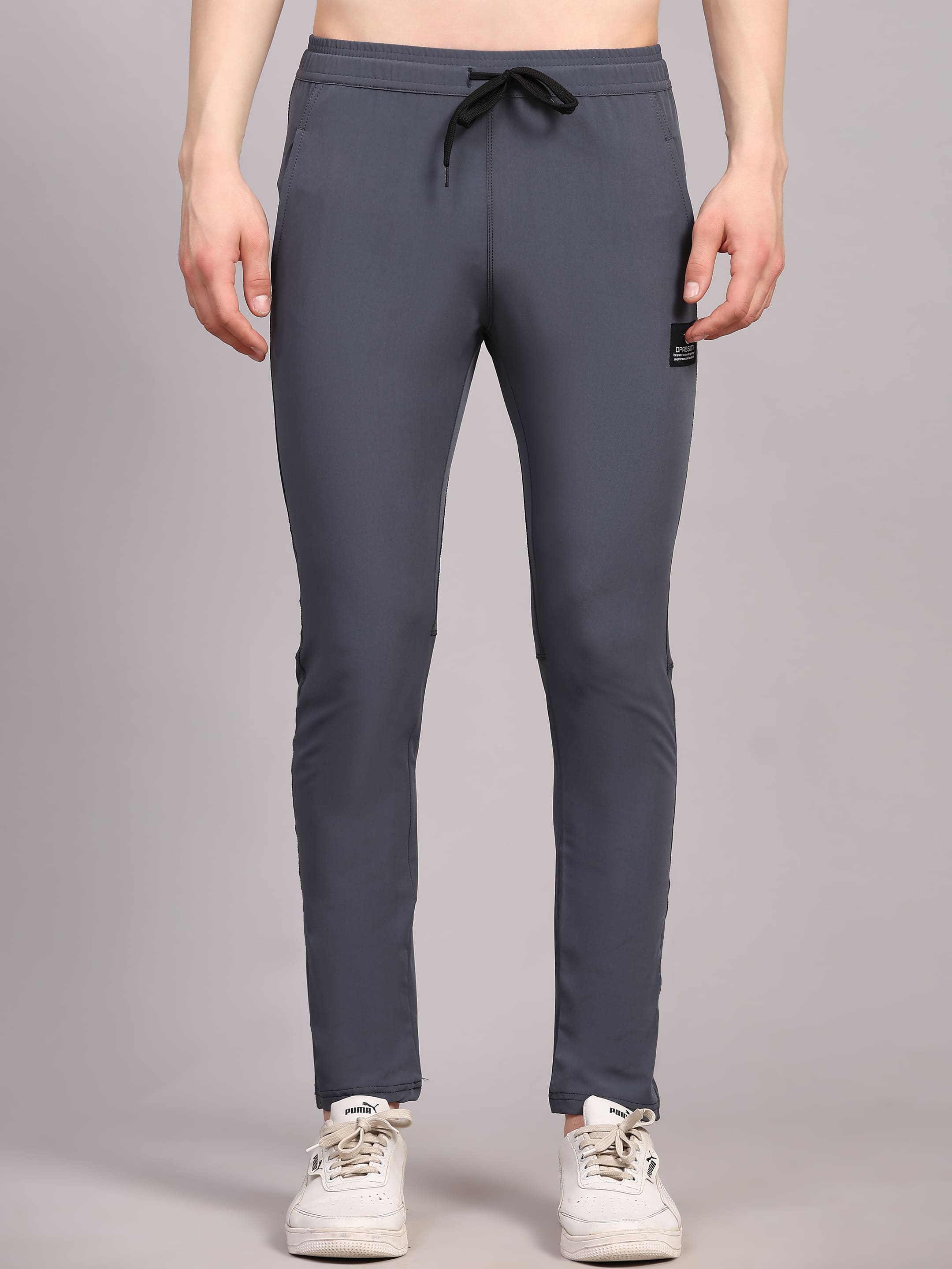 Dpassion Men Slim Fit Tapered Joggers | Steel Grey Performance Woven - Dpassion