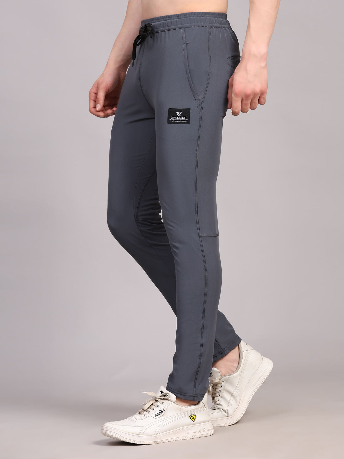 Dpassion Men Slim Fit Tapered Joggers | Steel Grey Performance Woven - Dpassion