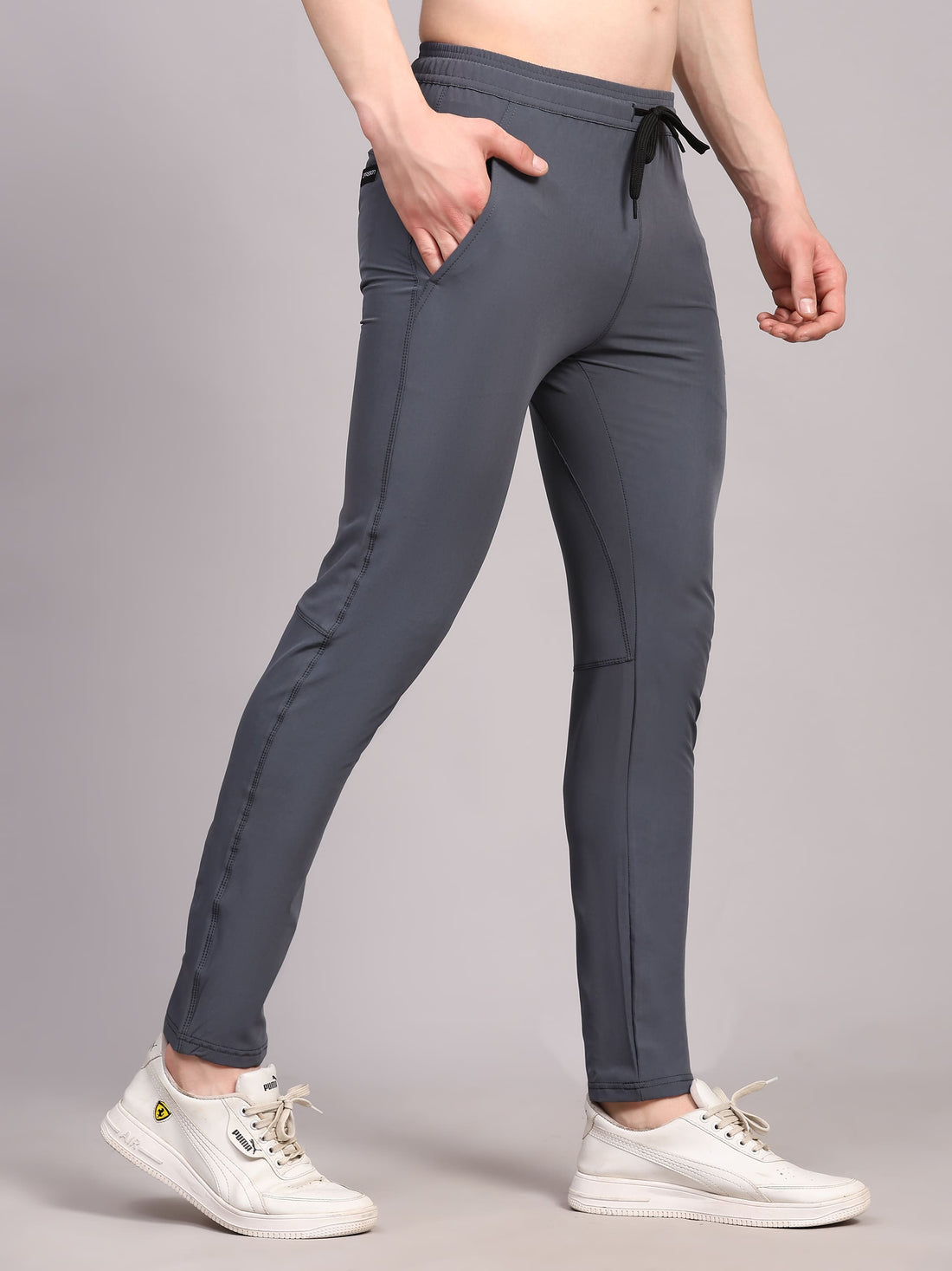 Dpassion Men Slim Fit Tapered Joggers | Steel Grey Performance Woven - Dpassion
